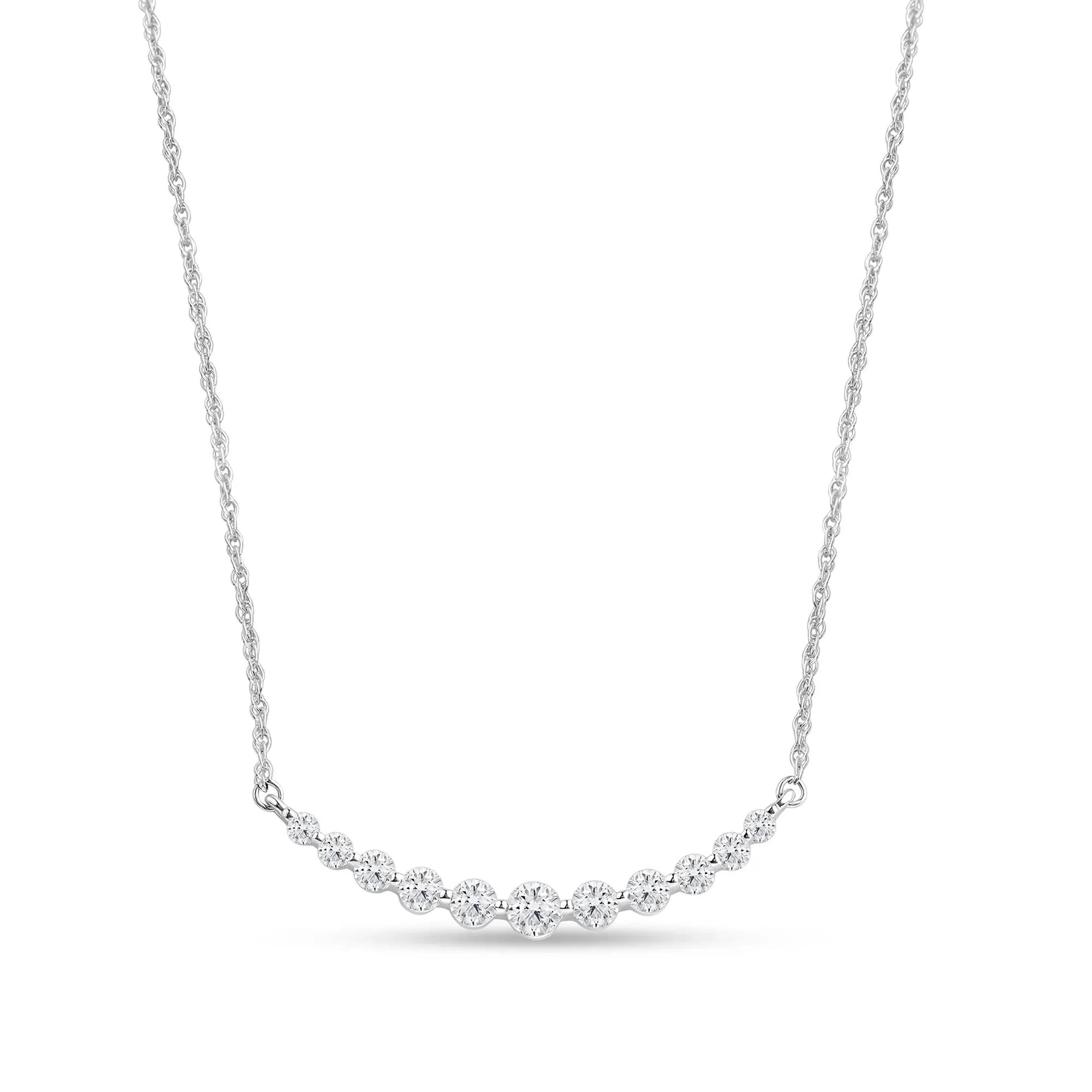1/2 CT. Tw. Lab Grown Graduated Diamond Necklace 14K White Gold Size 18"