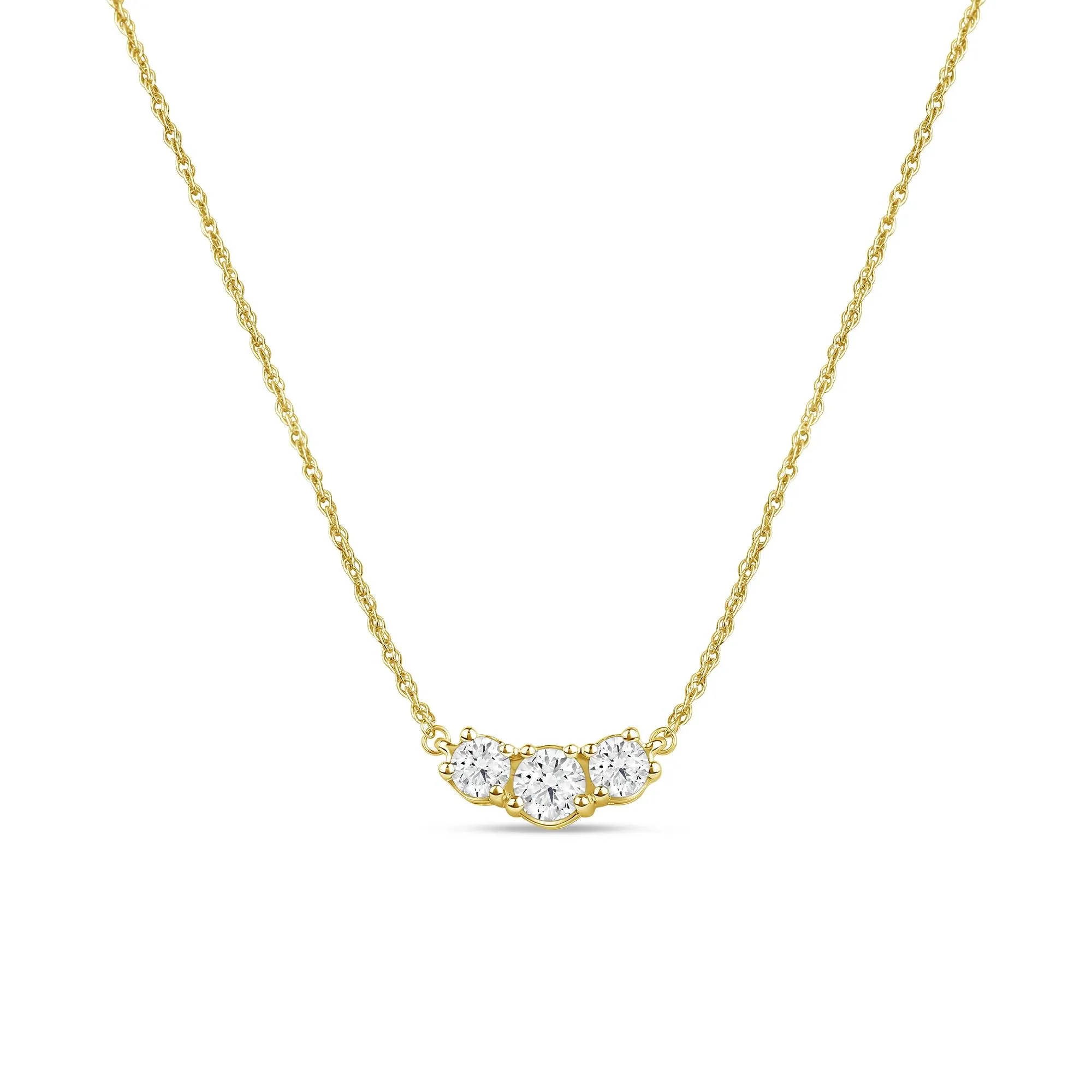 1 CT. Tw. Lab Grown Diamond Three-Stone Necklace 14K Yellow Gold Size 18"