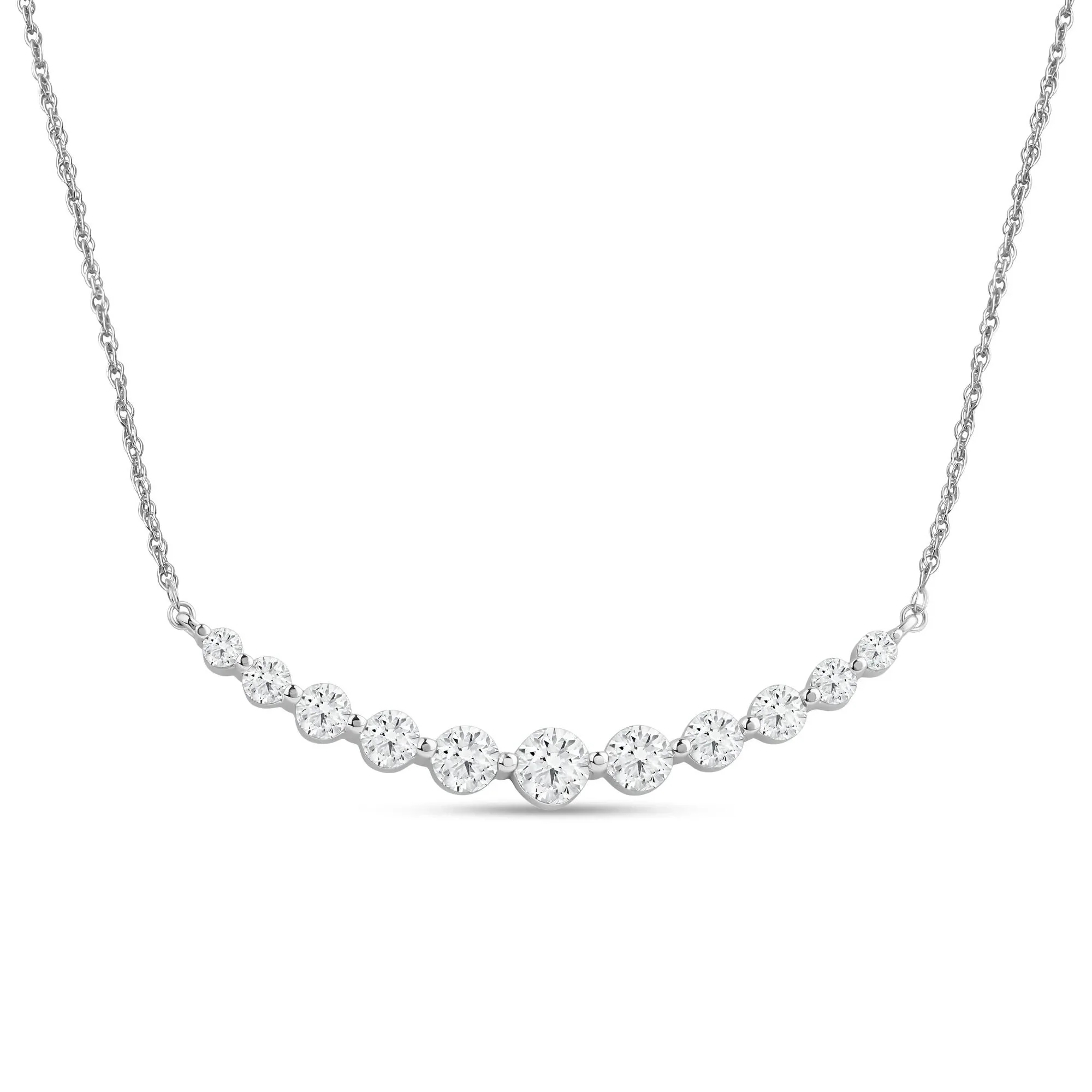 1/2 CT. Tw. Lab Grown Graduated Diamond Necklace 14K White Gold Size 18"