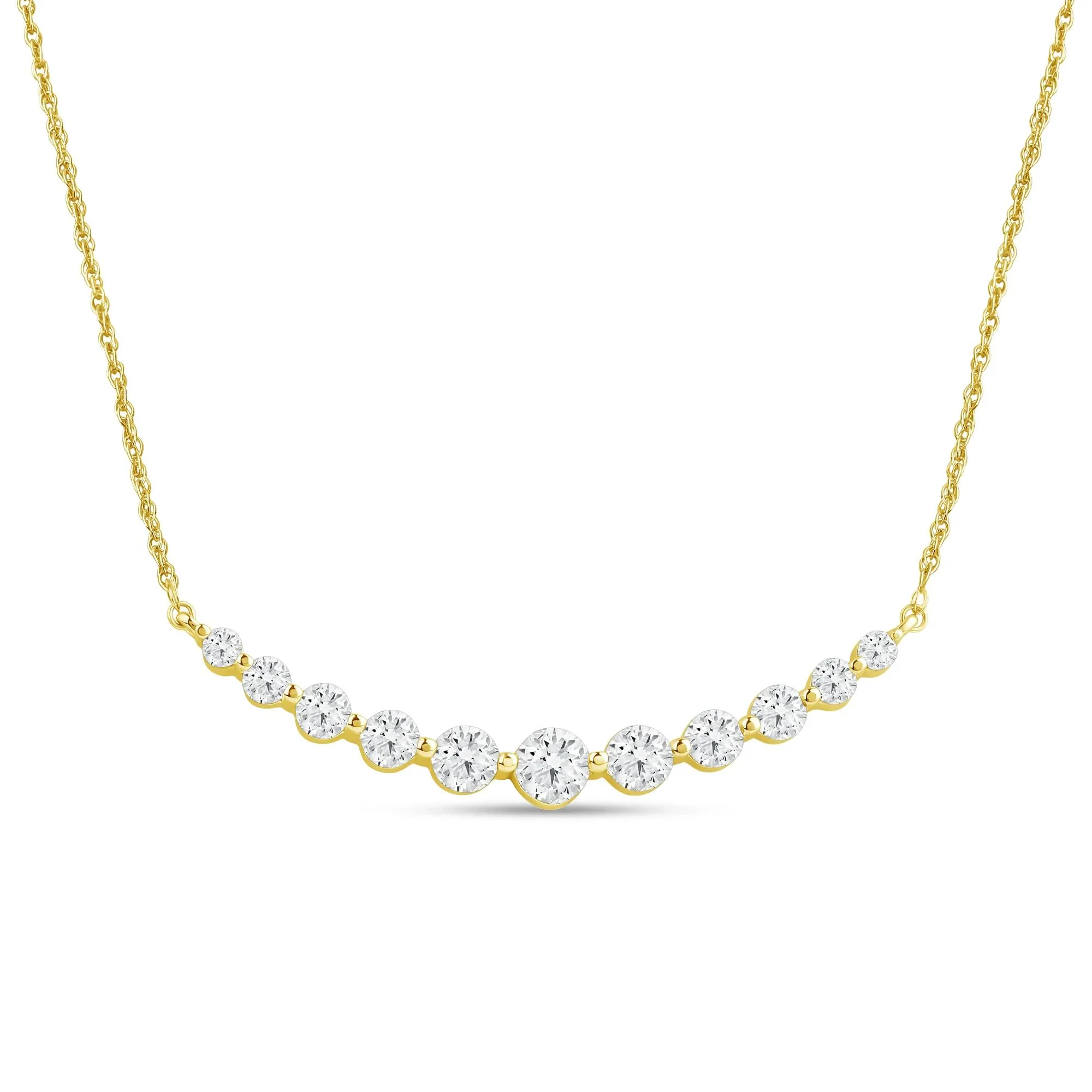 1/2 CT. Tw. Lab Grown Graduated Diamond Necklace 14K Yellow Gold Size 18"