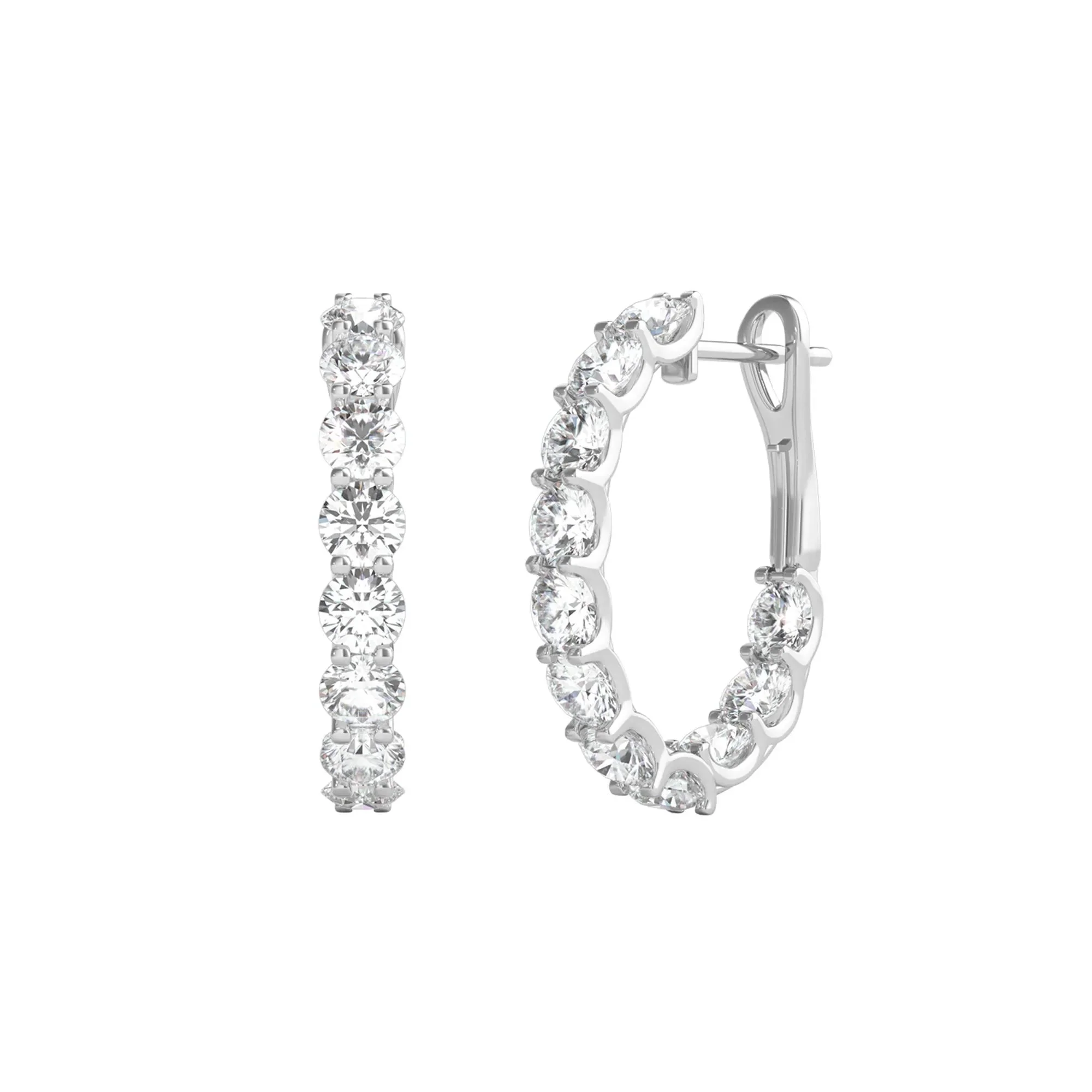 2 1/2 CT. Tw. Diamond Inside-Out Hoop Earrings 14K White Gold Size 3.30mm