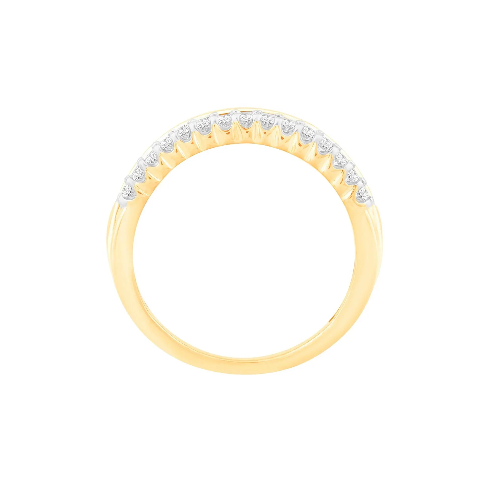 1 CT. Tw. Diamond Multi-Row Ring 10K Yellow Gold Round Brilliant Cut Size 6.5 - Image 2