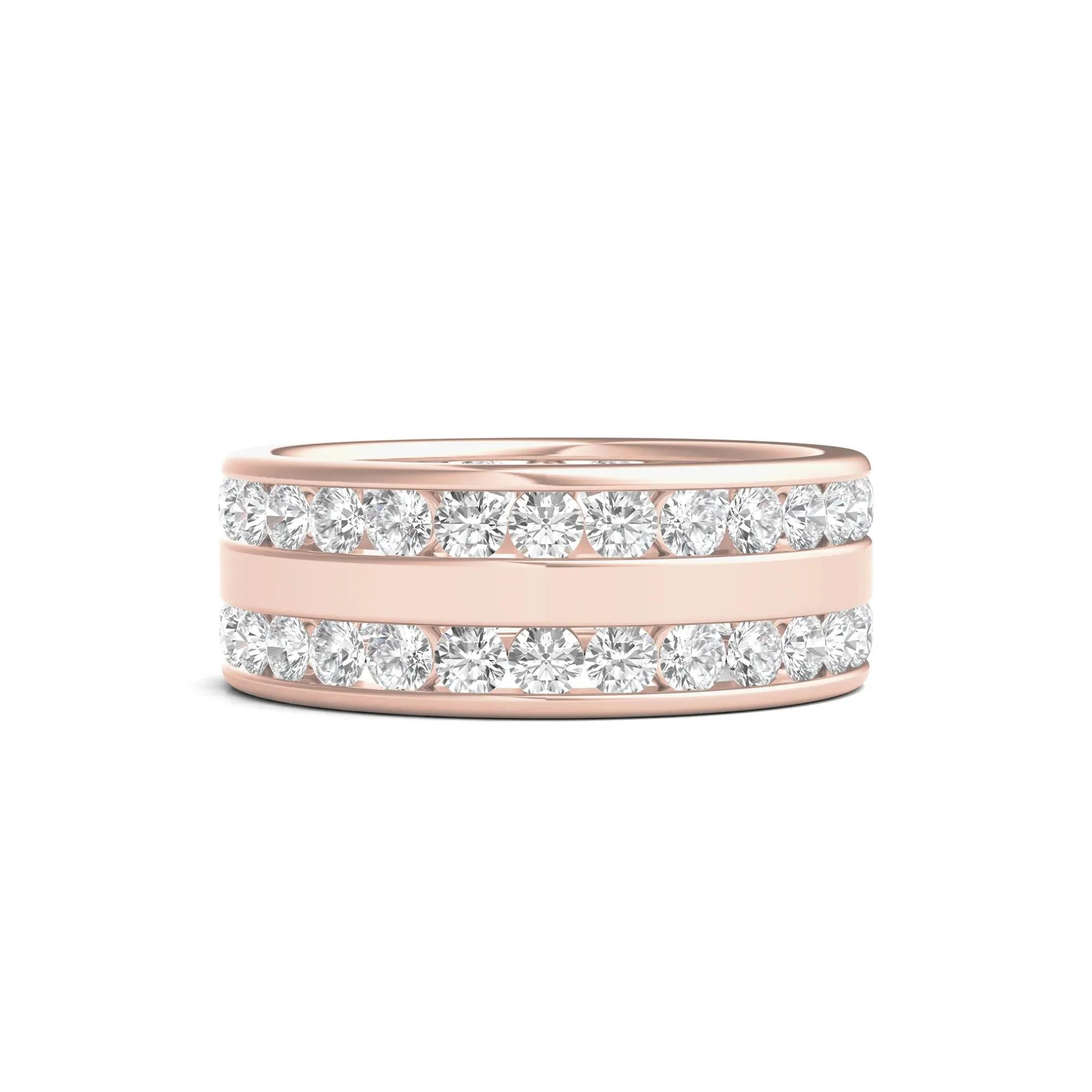 Round Lab Grown Diamond Double-Row Eternity Band Ring 14K Rose Gold (3 5/8ct. Tw.) Size 6.5