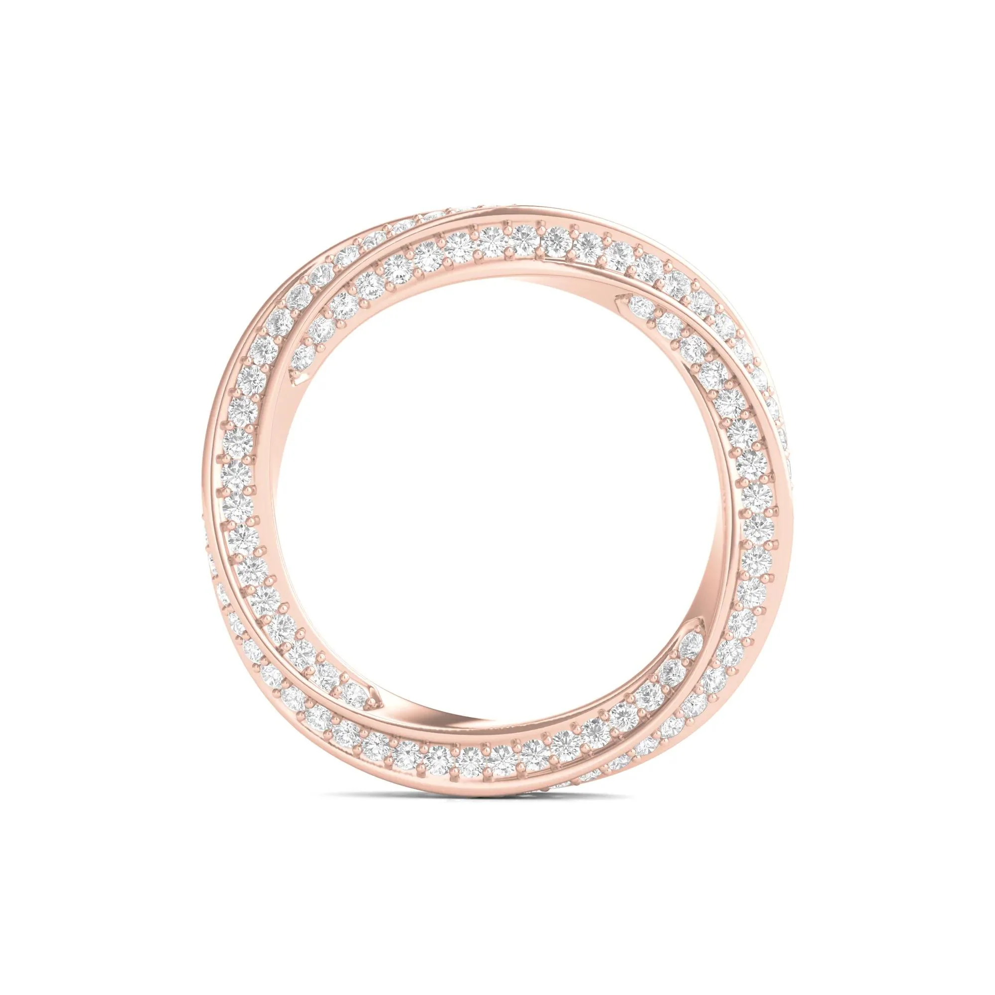 1 CT. Tw. Lab Grown Diamond Helix Eternity Band Ring 14K Rose Gold Round Brilliant Cut Size 5 - Image 2