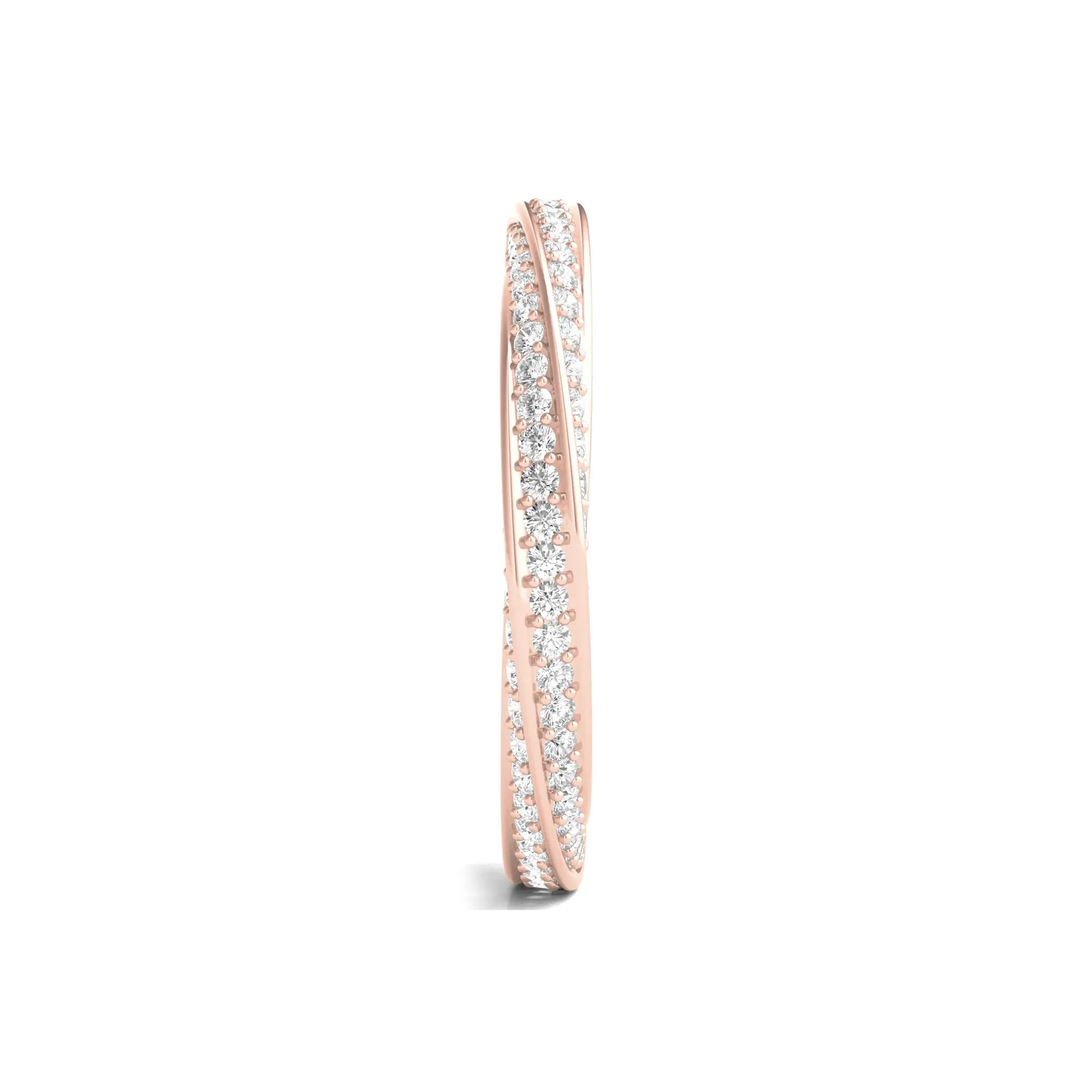 1 CT. Tw. Lab Grown Diamond Helix Eternity Band Ring 14K Rose Gold Round Brilliant Cut Size 7.5 - Image 3