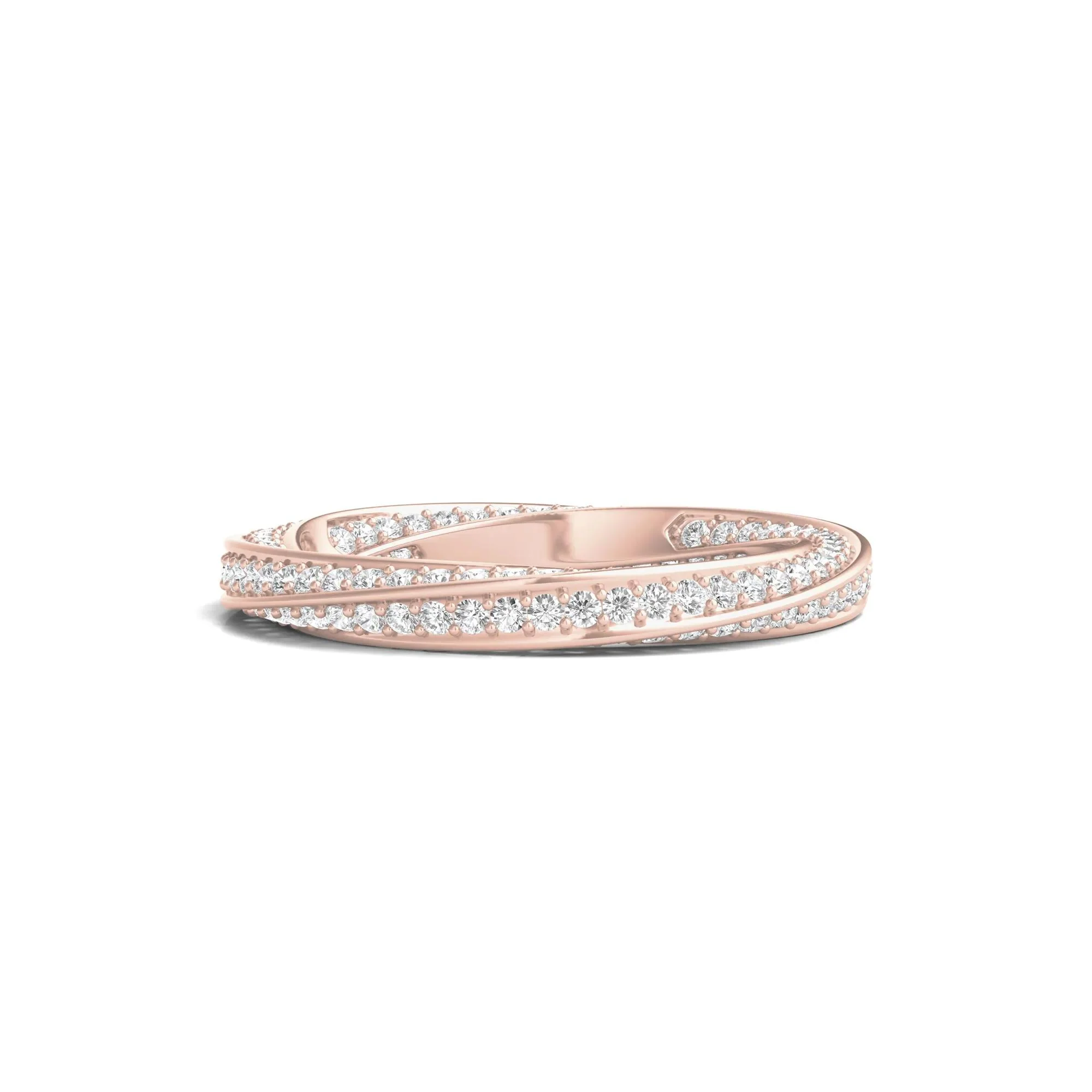 1 CT. Tw. Lab Grown Diamond Helix Eternity Band Ring 14K Rose Gold Round Brilliant Cut Size 8