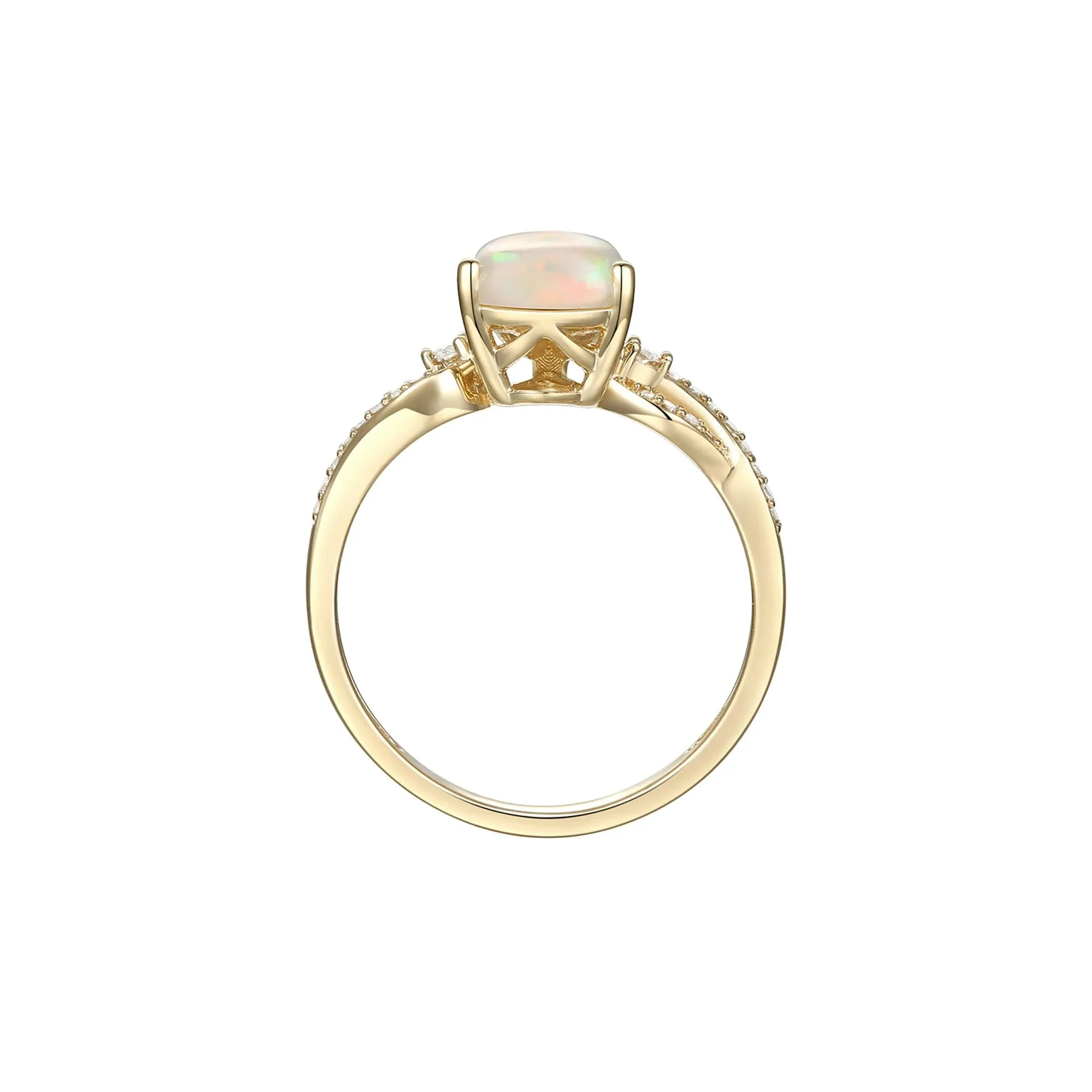 1/7 CT. Tw. Pear-Shaped Opal Ring with Diamonds 10K Yellow Gold Size 7 - Image 4