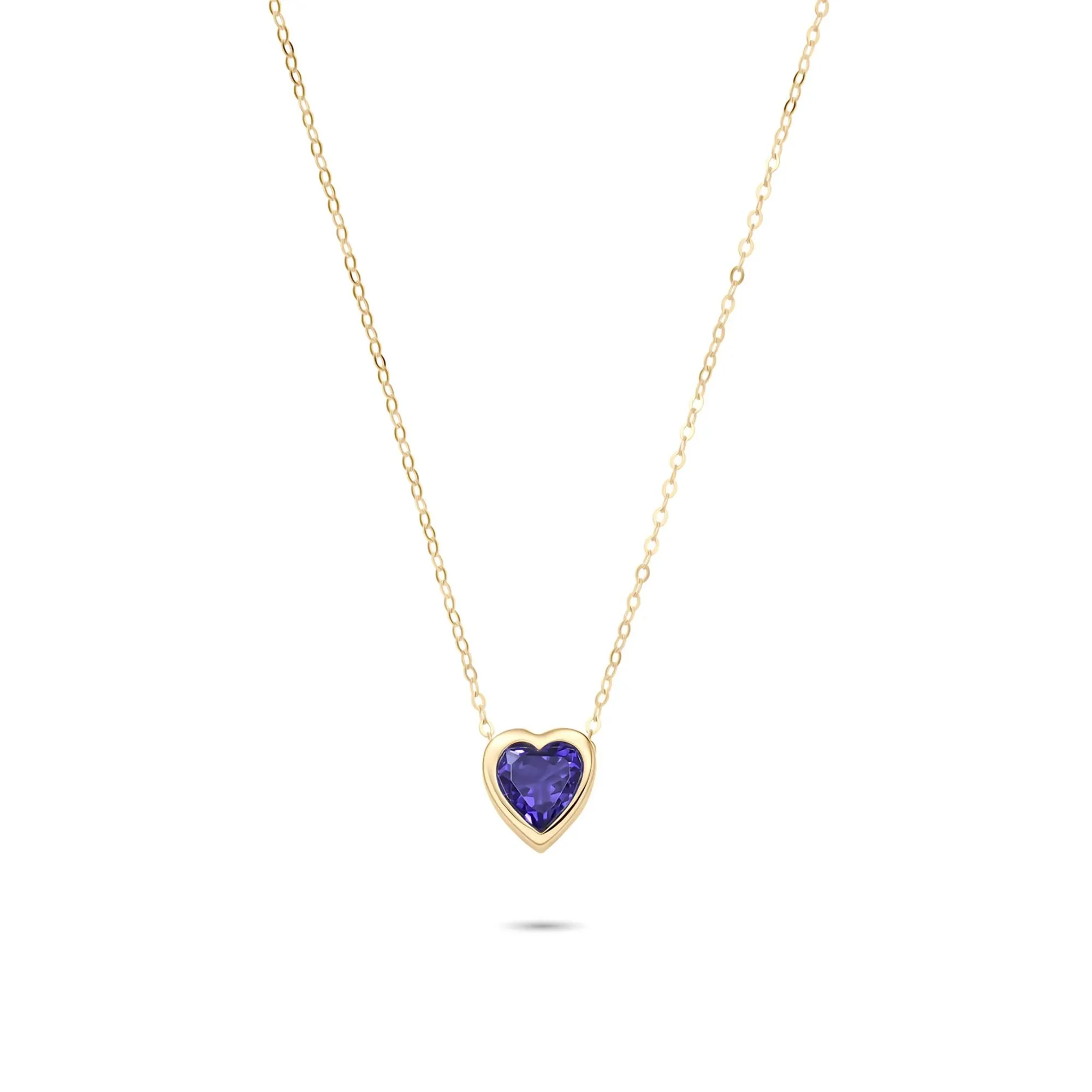 Amethyst Heart Shaped Necklace 10K Yellow Gold Size 17"