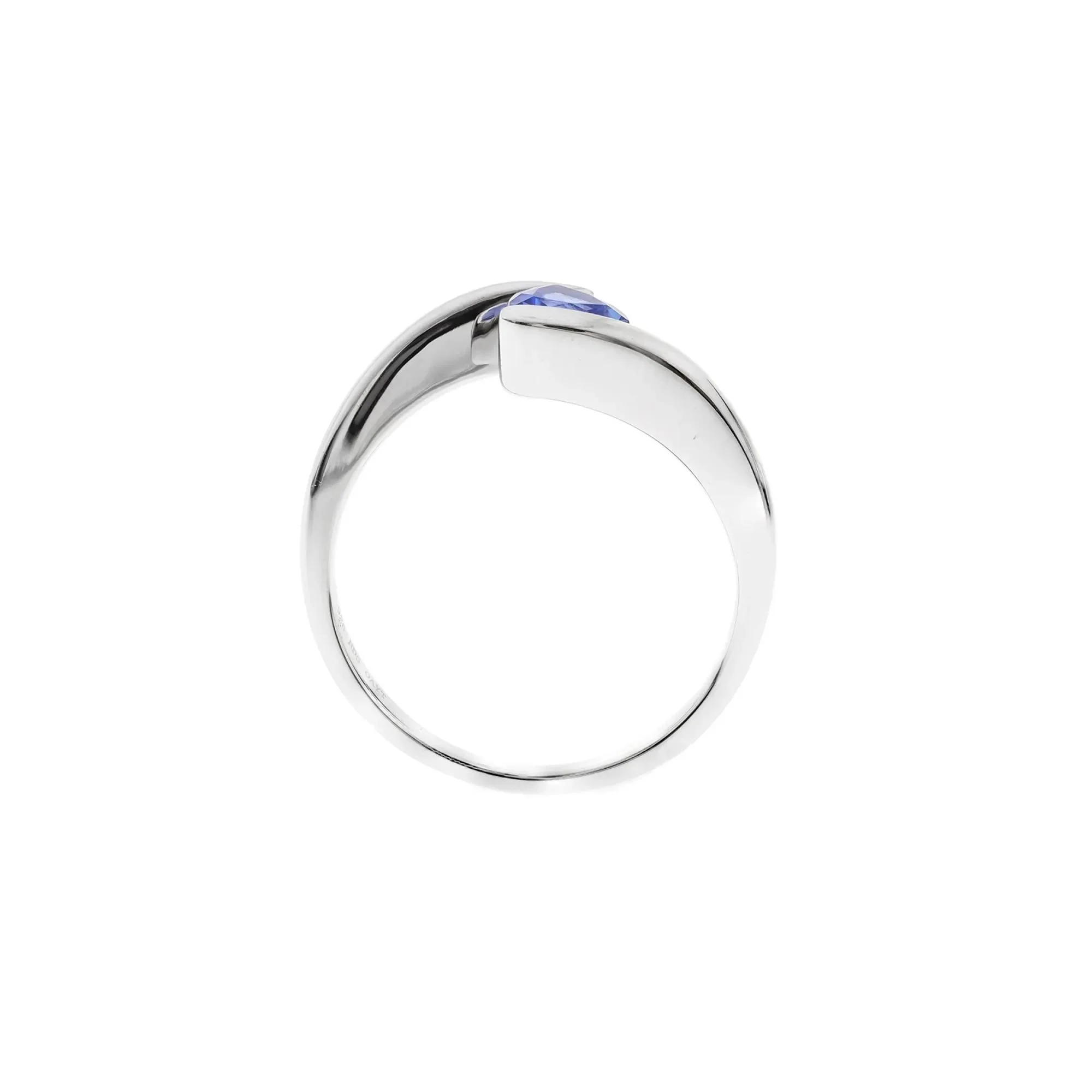 Tanzanite Triangle Bypass Ring .925 Sterling Silver White Size 7 - Image 2