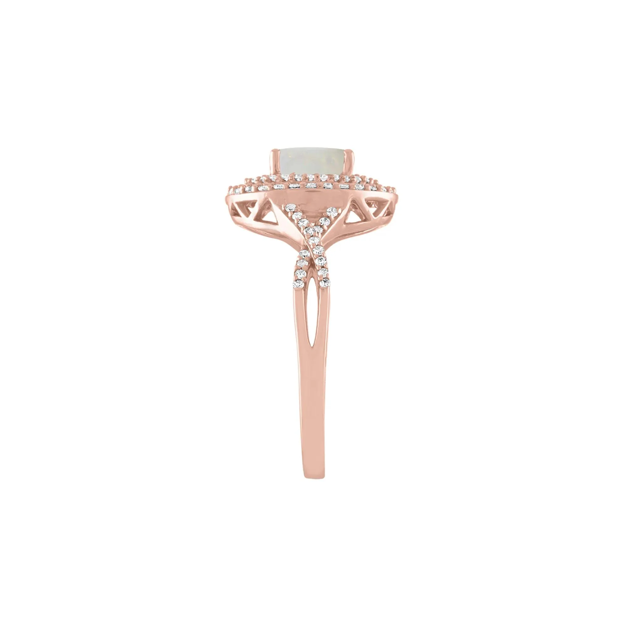 1/3 CT. Tw. Opal & Diamond Ring 10K Rose Gold Size 7 - Image 3