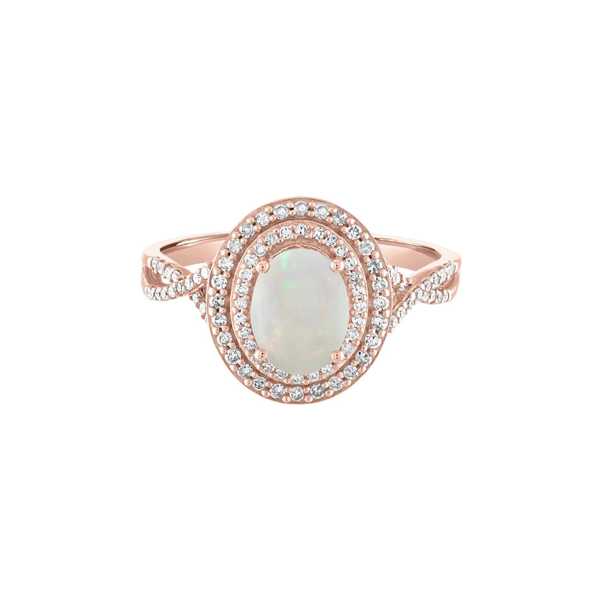 1/3 CT. Tw. Opal & Diamond Ring 10K Rose Gold Size 8