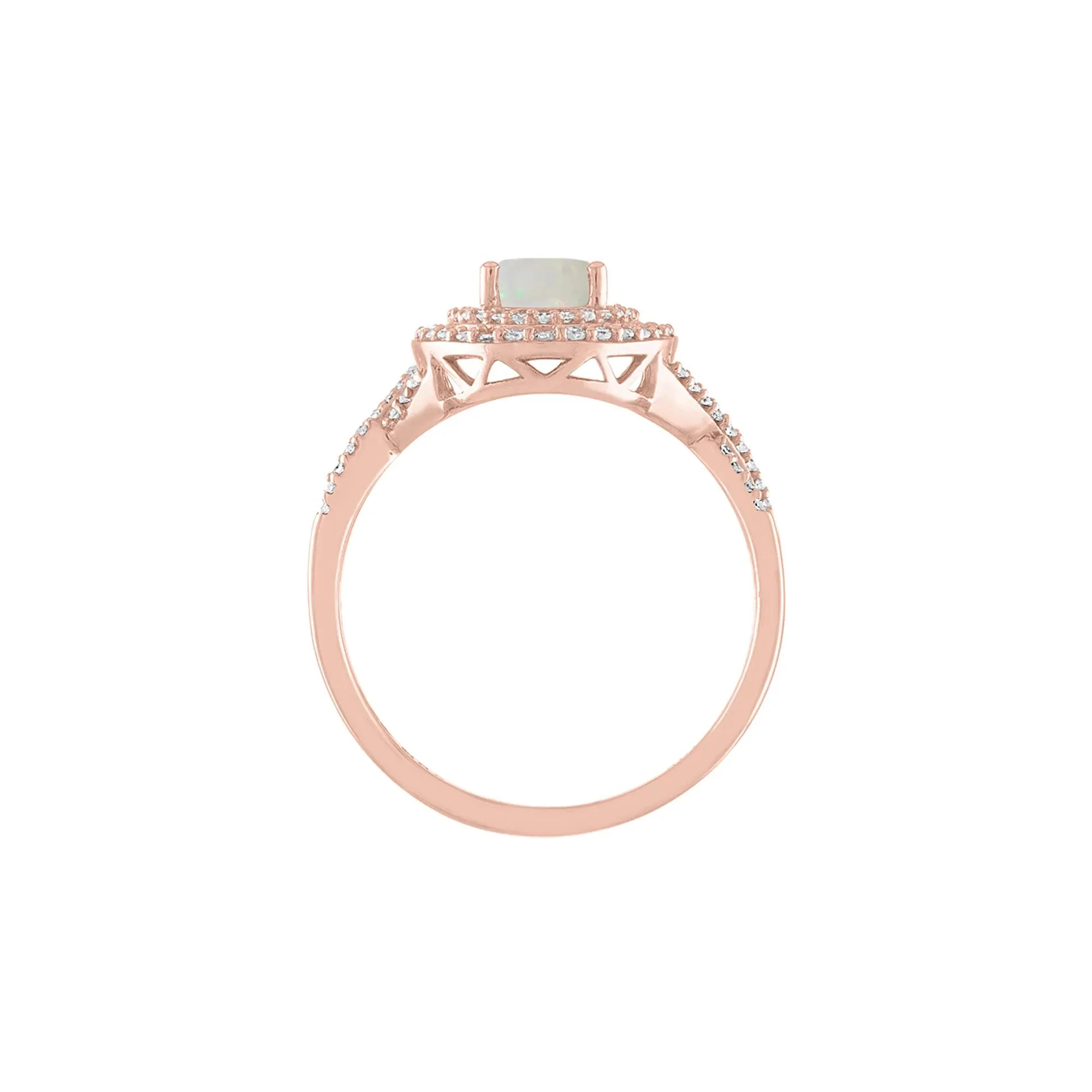 1/3 CT. Tw. Opal & Diamond Ring 10K Rose Gold Size 8 - Image 2