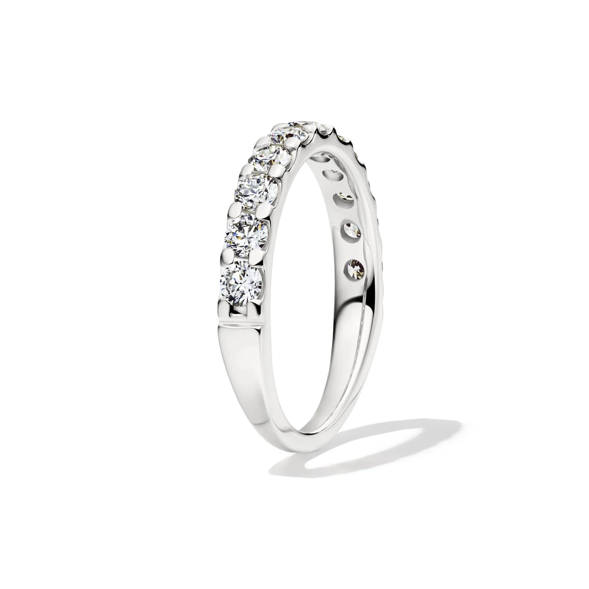 1 CT. Tw. Lab Grown Diamond Band Ring 14K White Gold Round Brilliant Cut Size 8 2mm - Image 3