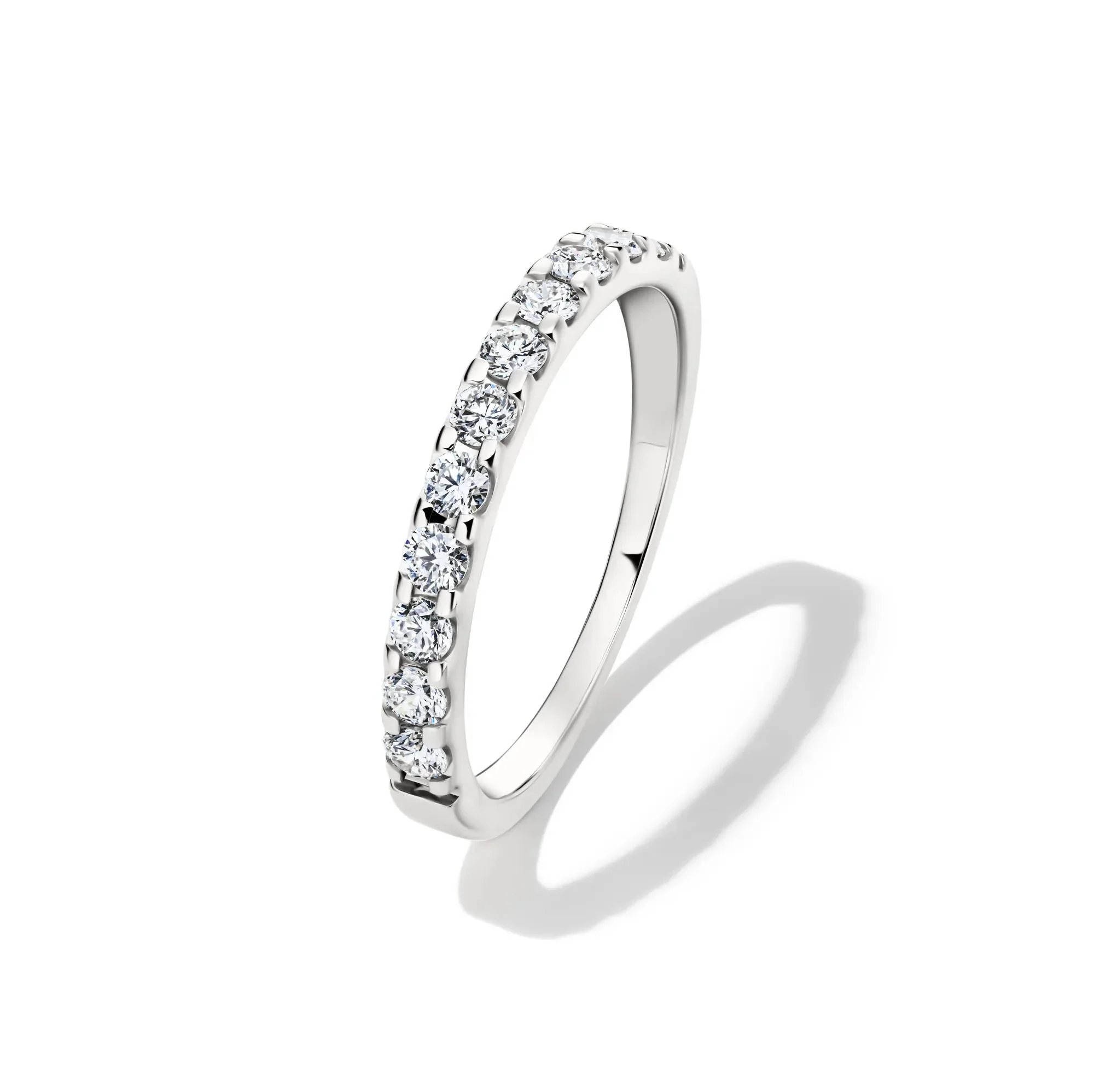 1/2 CT. Tw. Lab Grown Diamond Band Ring 14K White Gold Round Brilliant Cut Size 6 2mm - Image 4