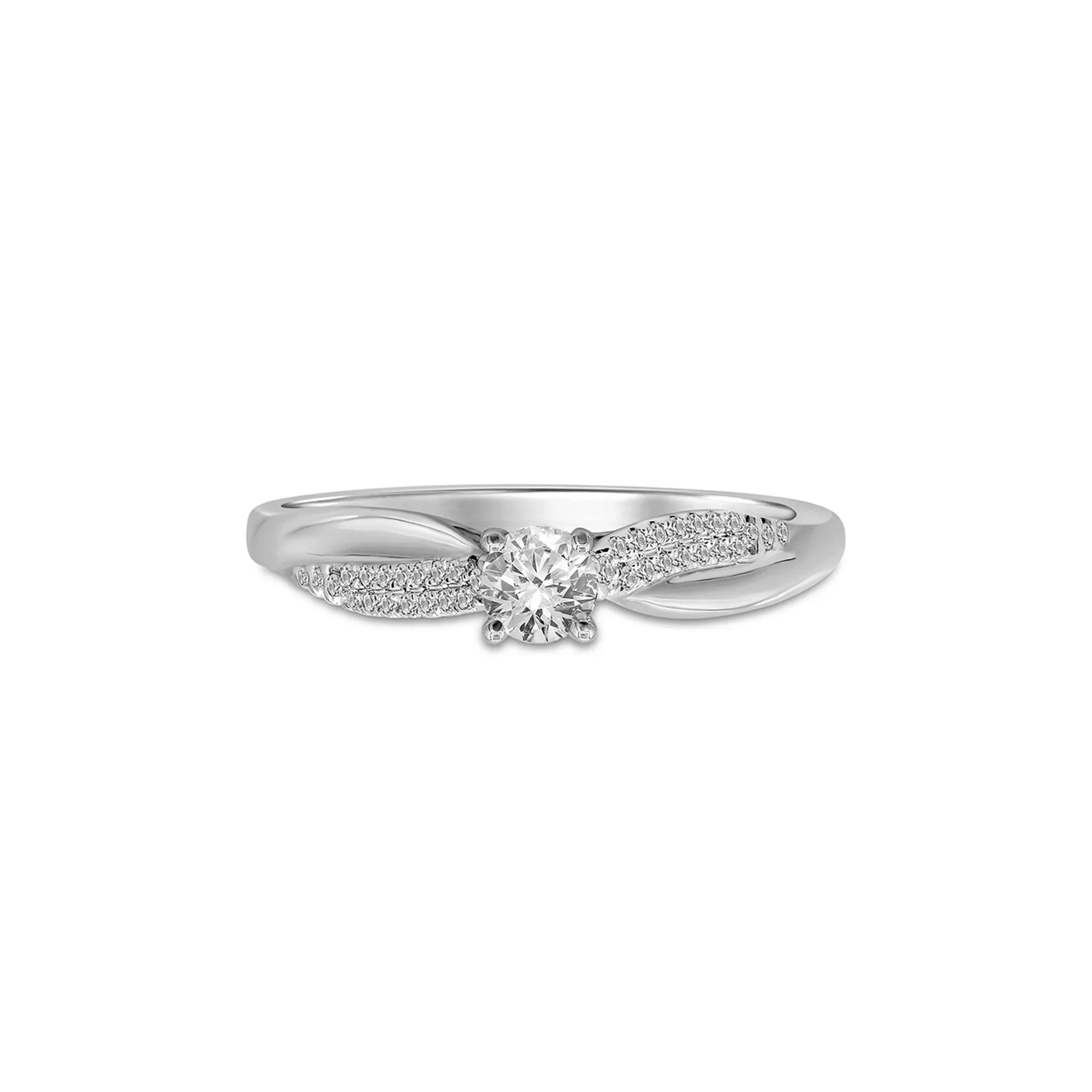 1/3 CT. Tw. Diamond Engagement Ring 10K White Gold Round Brilliant Cut Size 7.5