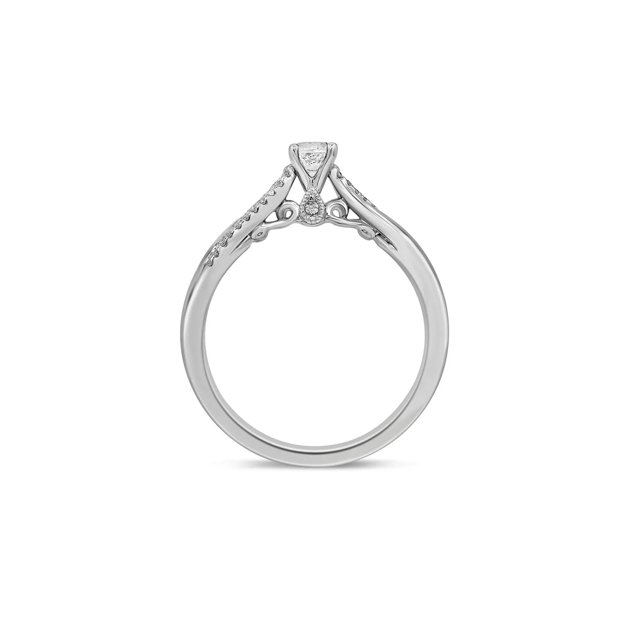 1/3 CT. Tw. Diamond Engagement Ring 10K White Gold Round Brilliant Cut Size 8 - Image 2