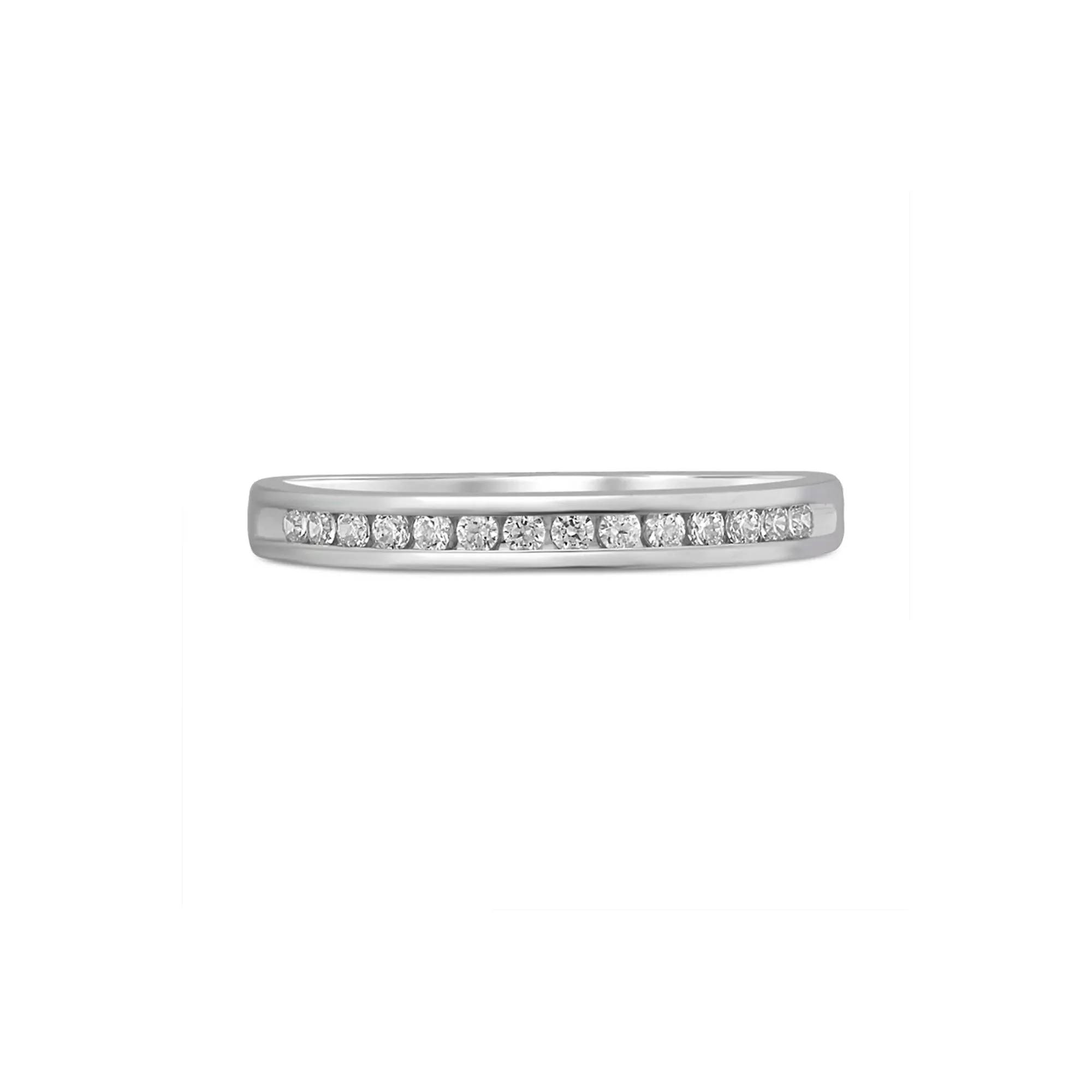 1/7 CT. Tw. Channel-Set Diamond Wedding Band Ring 10K White Gold Round Brilliant Cut Size 7