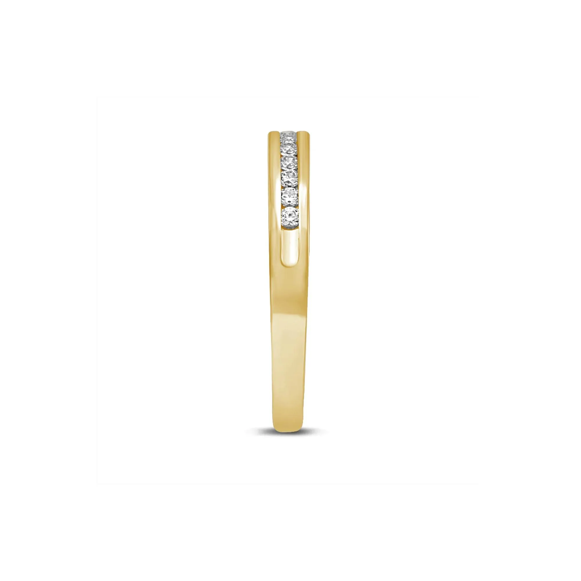 1/7 CT. Tw. Channel-Set Diamond Wedding Band Ring 10K Yellow Gold Round Brilliant Cut Size 7 - Image 2