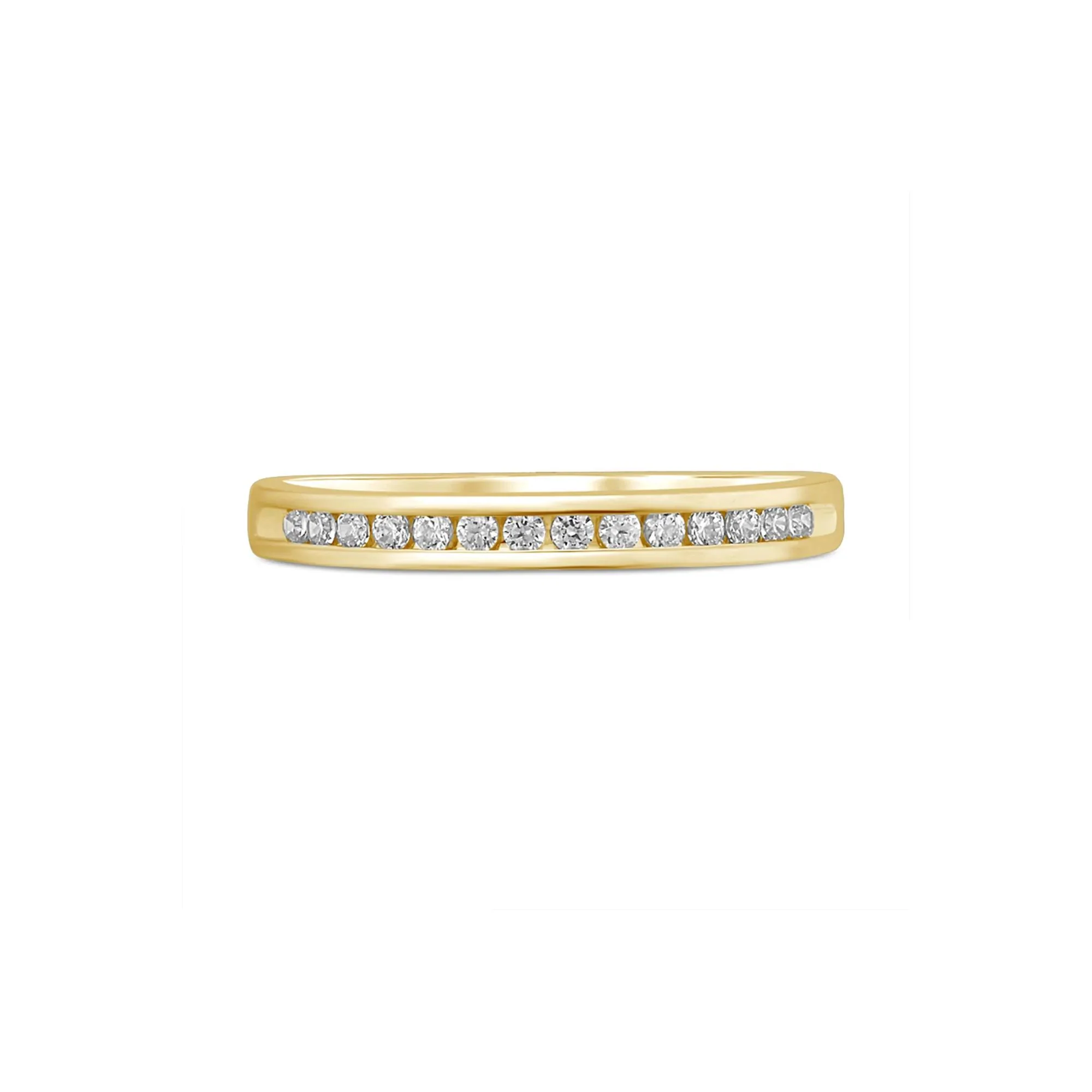 1/7 CT. Tw. Channel-Set Diamond Wedding Band Ring 10K Yellow Gold Round Brilliant Cut Size 9