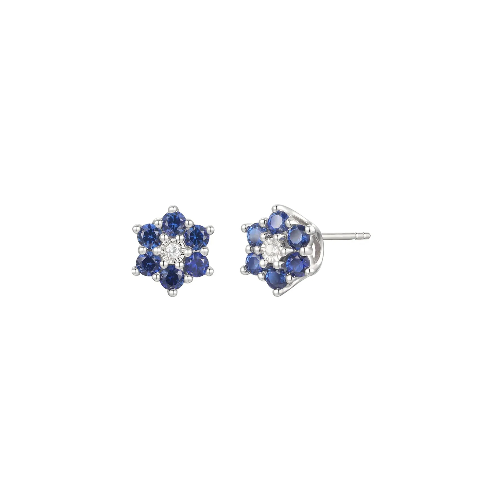 1/10 CT. Tw. Sapphire & Diamond Earrings Ring and Pendant 10K White Gold Size 6 - Image 7