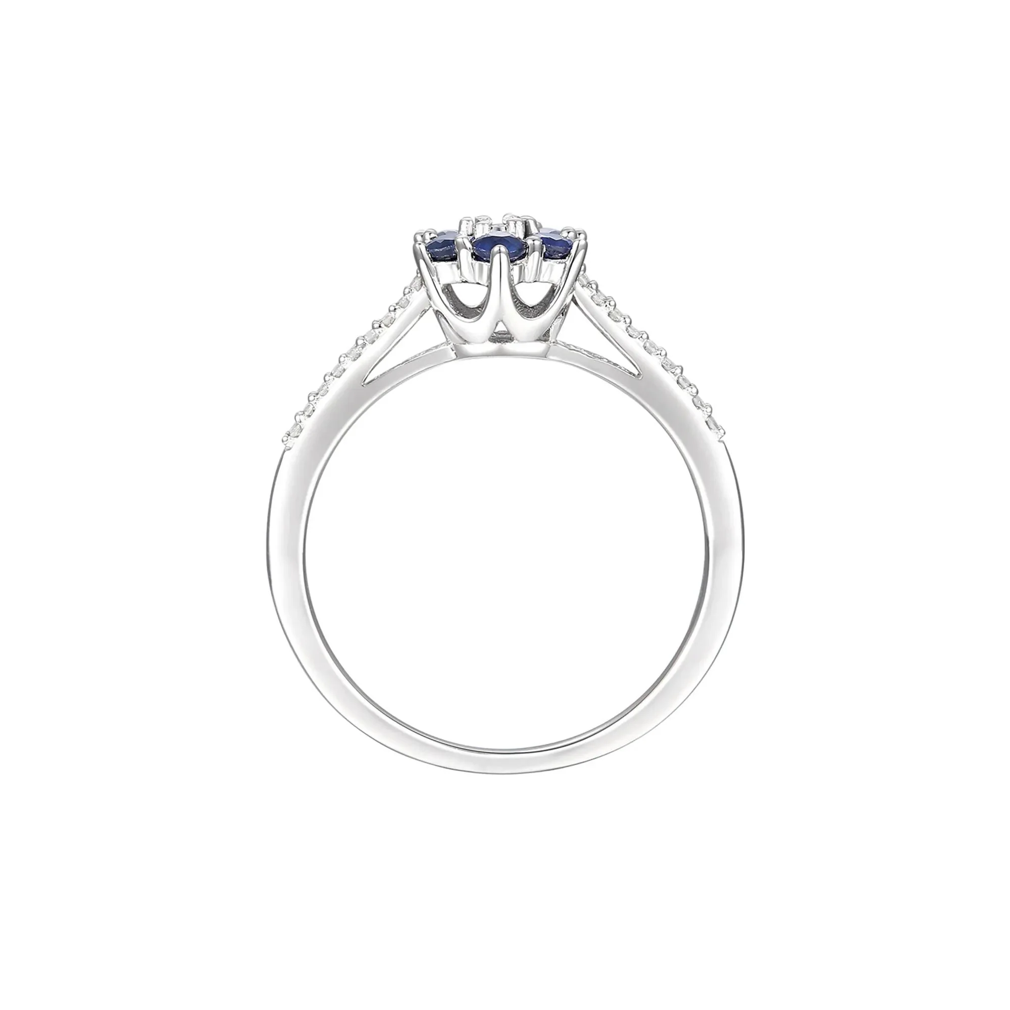 1/10 CT. Tw. Sapphire & Diamond Earrings Ring and Pendant 10K White Gold Size 7 - Image 2