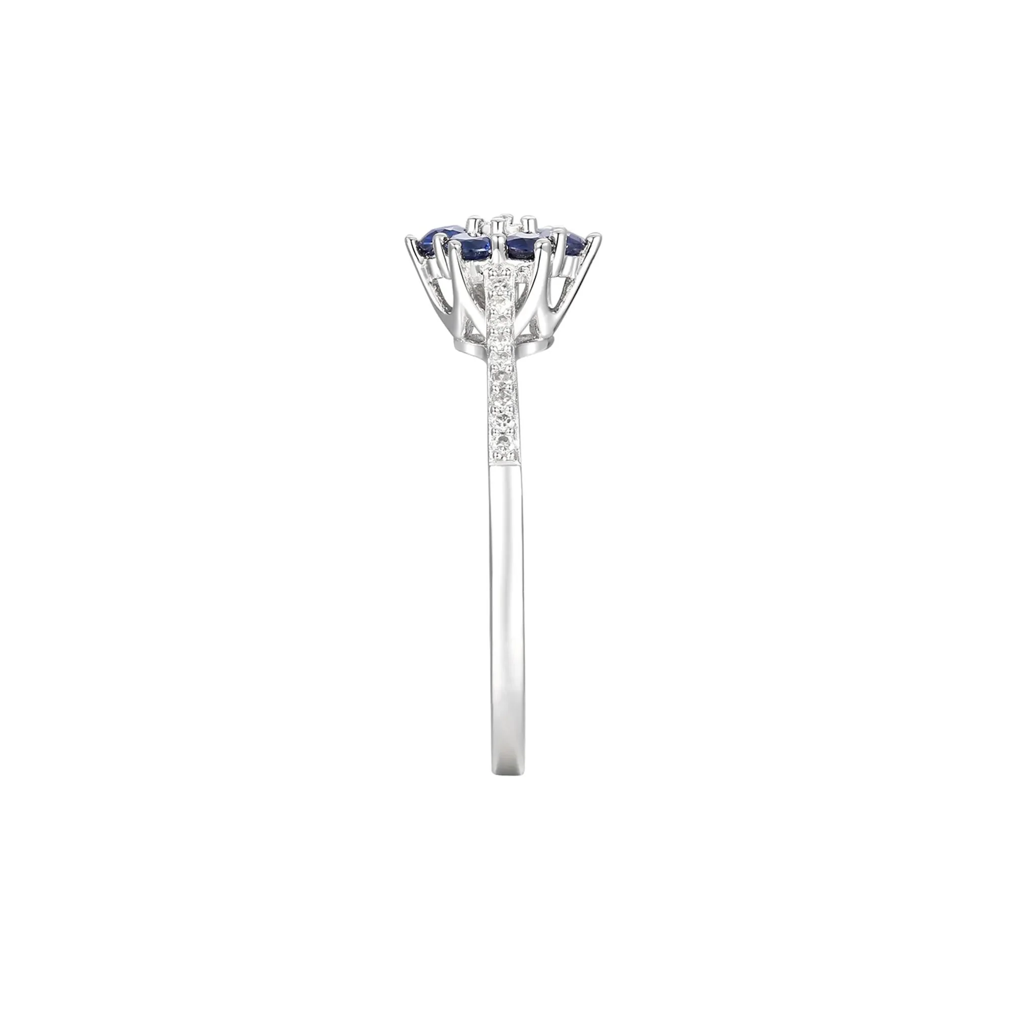 1/10 CT. Tw. Sapphire & Diamond Earrings Ring and Pendant 10K White Gold Size 8 - Image 3