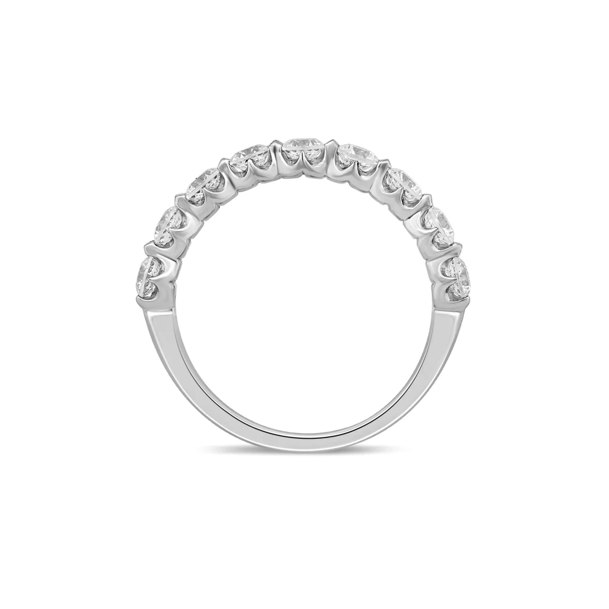 1 CT. Tw. Floating Diamond Anniversary Band Ring 14K White Gold Round Brilliant Cut Size 6.5 - Image 2