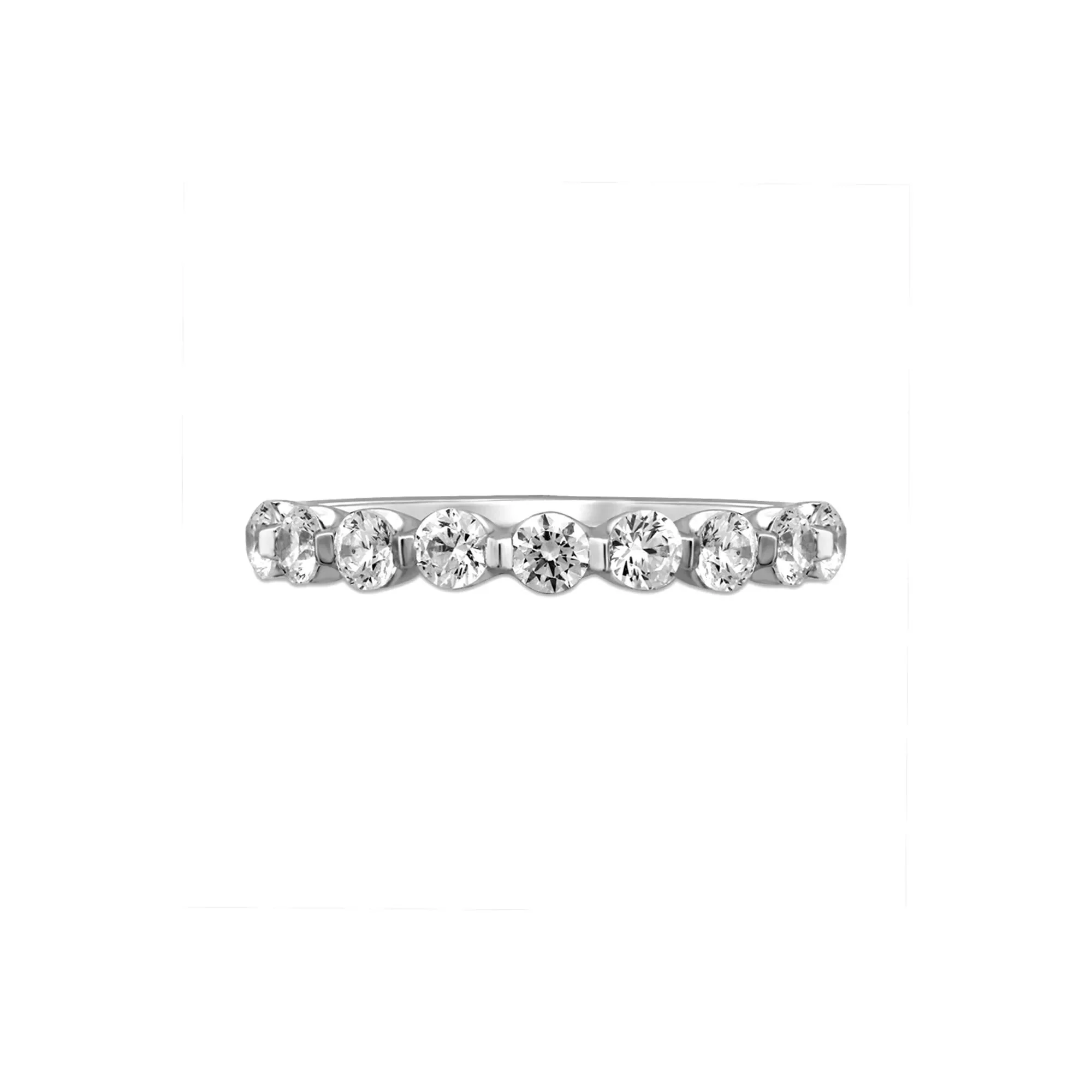 1 CT. Tw. Floating Diamond Anniversary Band Ring 14K White Gold Round Brilliant Cut Size 8