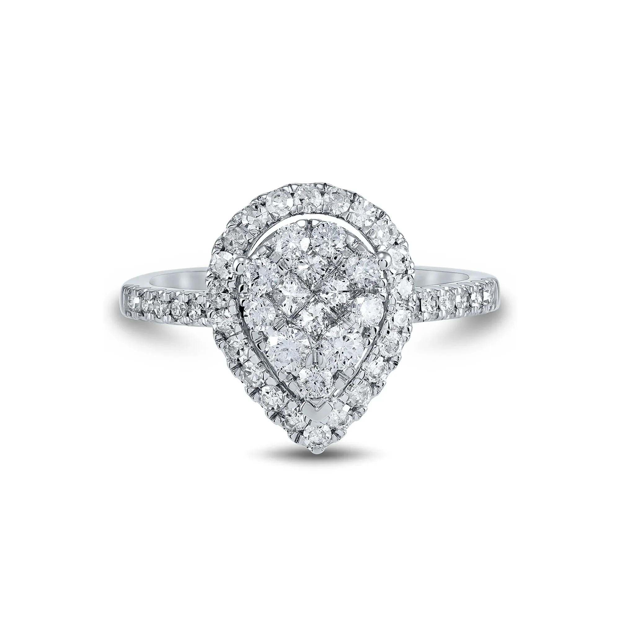 1 CT. Tw. Diamond Engagement Ring 10K White Gold Round Brilliant Cut Size 8.5