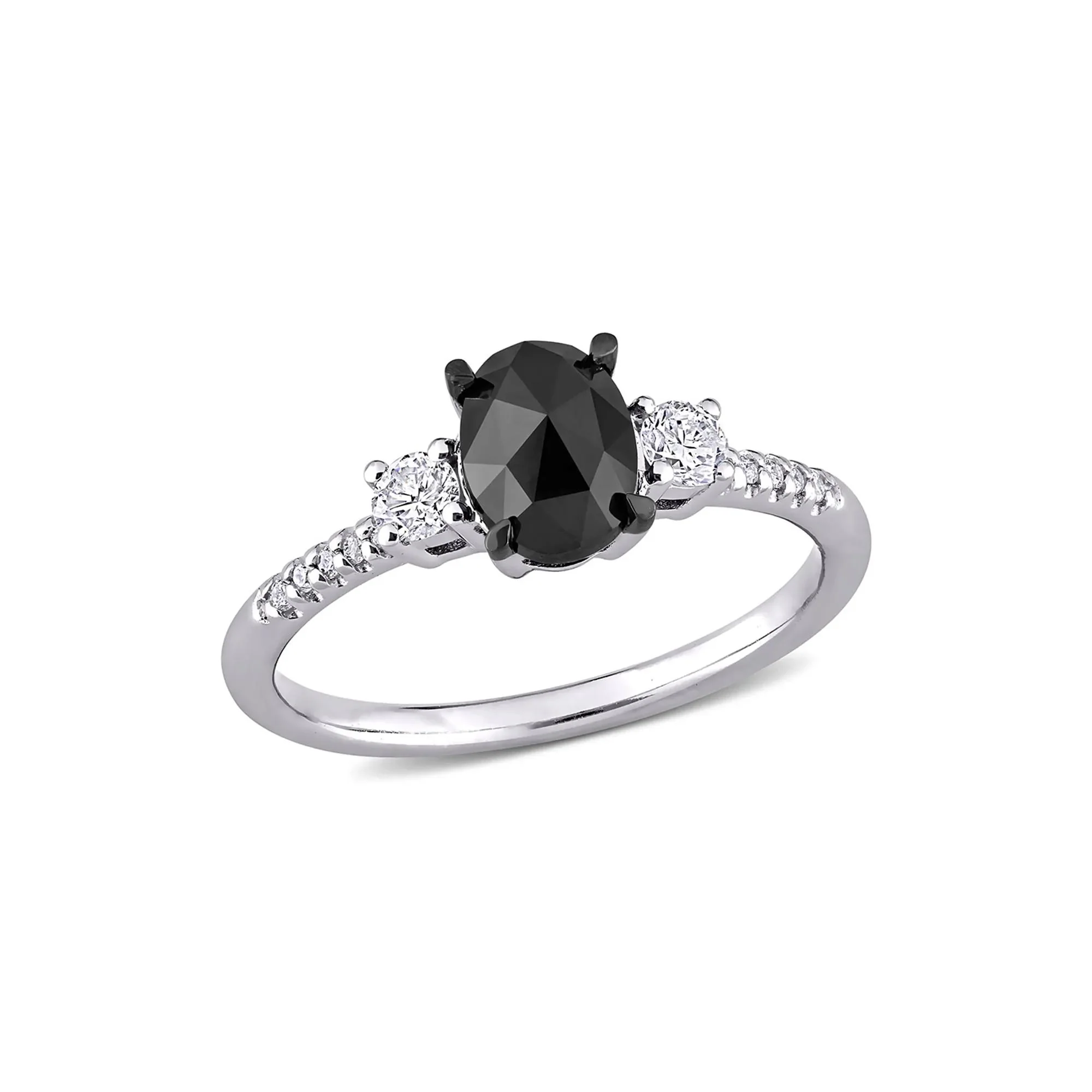 1/4 Black & White Diamond Ring 14K White Gold Round Brilliant Cut Size 10 - Image 4