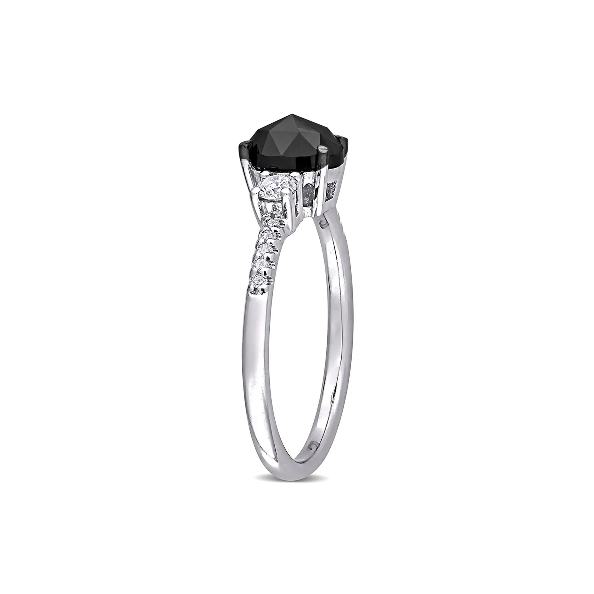1/4 Black & White Diamond Ring 14K White Gold Round Brilliant Cut Size 6 - Image 3