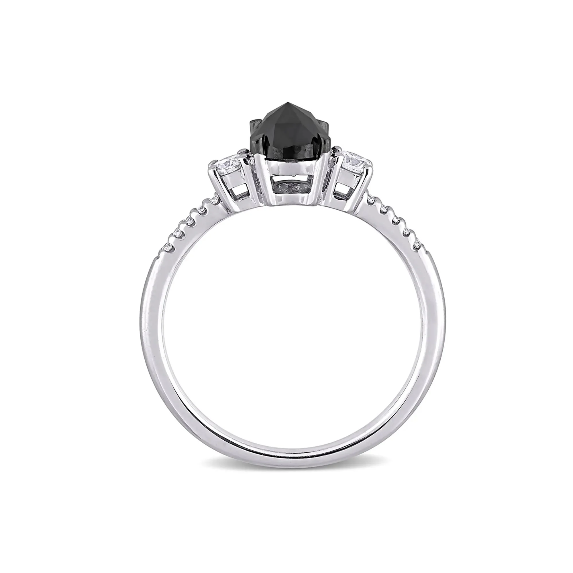 1/4 Black & White Diamond Ring 14K White Gold Round Brilliant Cut Size 8 - Image 2