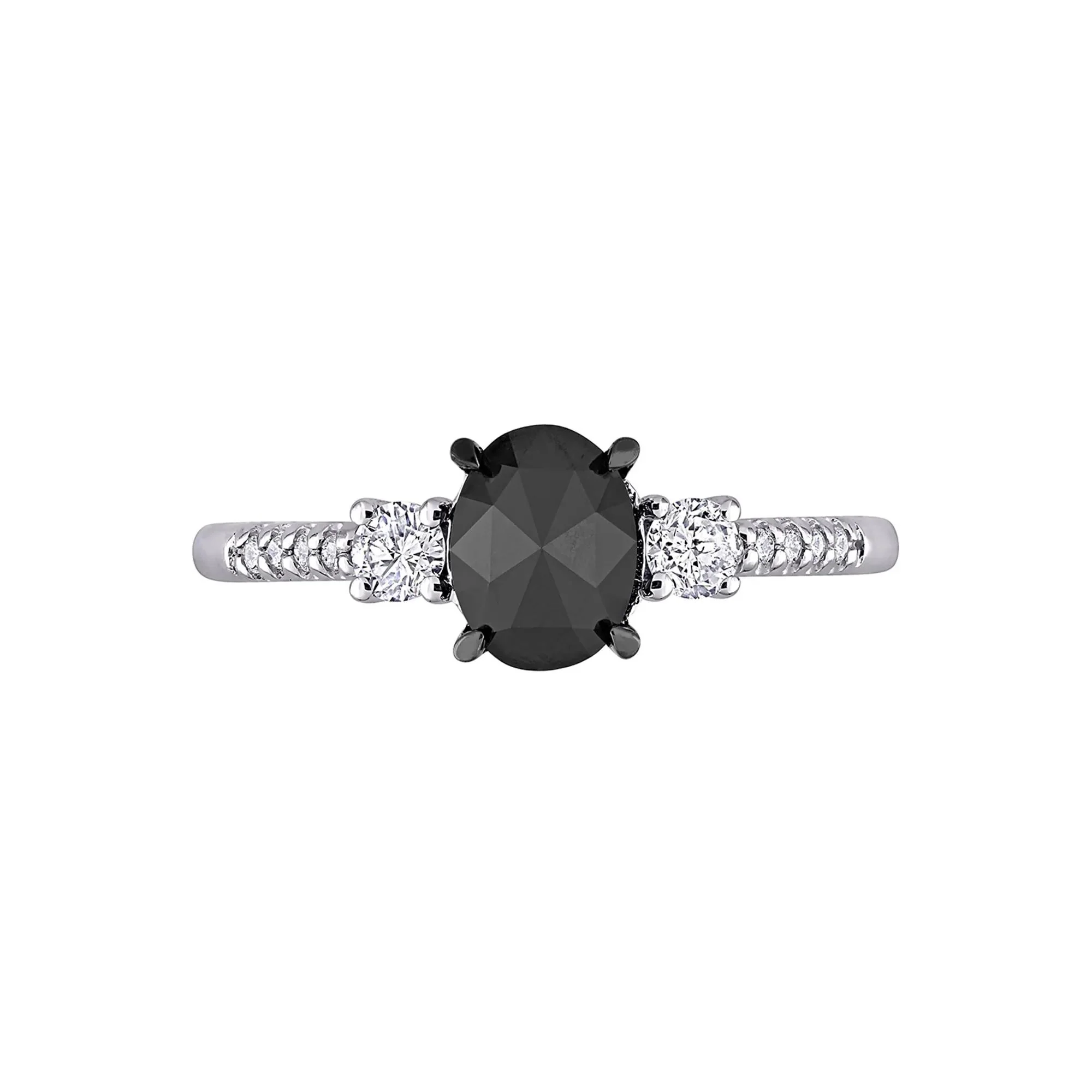 1/4 Black & White Diamond Ring 14K White Gold Round Brilliant Cut Size 9.5
