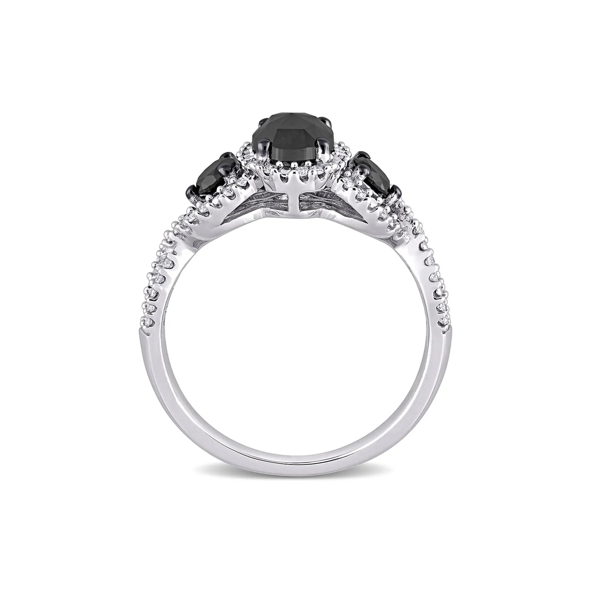 1/3 CT. Tw. Black & White Diamond Ring 14K White Gold Round Brilliant Cut Size 7.5 - Image 2
