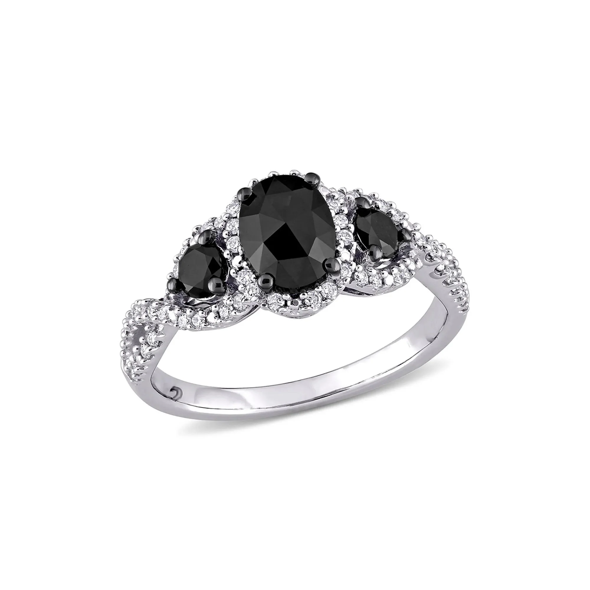 1/3 CT. Tw. Black & White Diamond Ring 14K White Gold Round Brilliant Cut Size 8 - Image 4