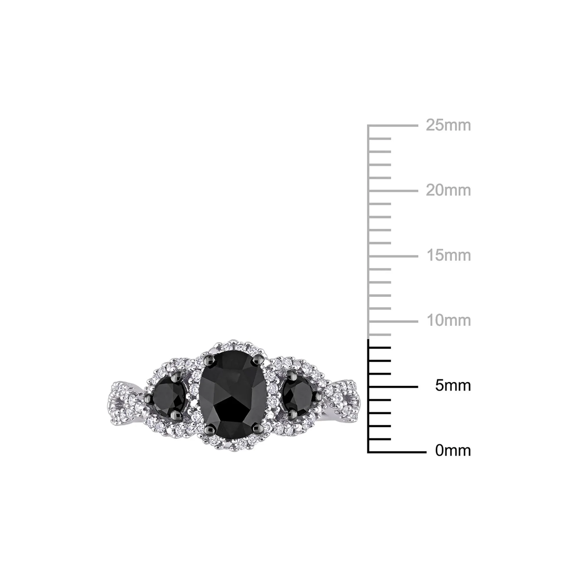 1/3 CT. Tw. Black & White Diamond Ring 14K White Gold Round Brilliant Cut Size 8 - Image 5