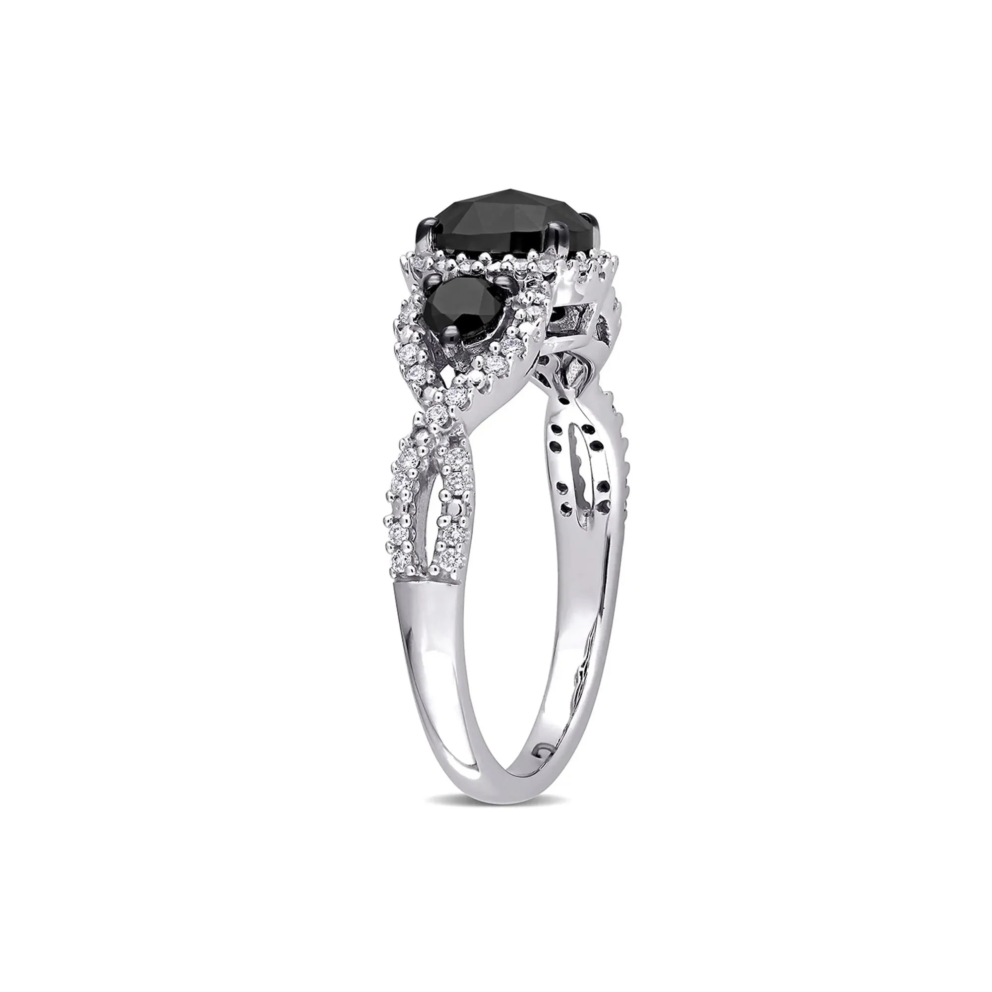 1/3 CT. Tw. Black & White Diamond Ring 14K White Gold Round Brilliant Cut Size 9 - Image 3