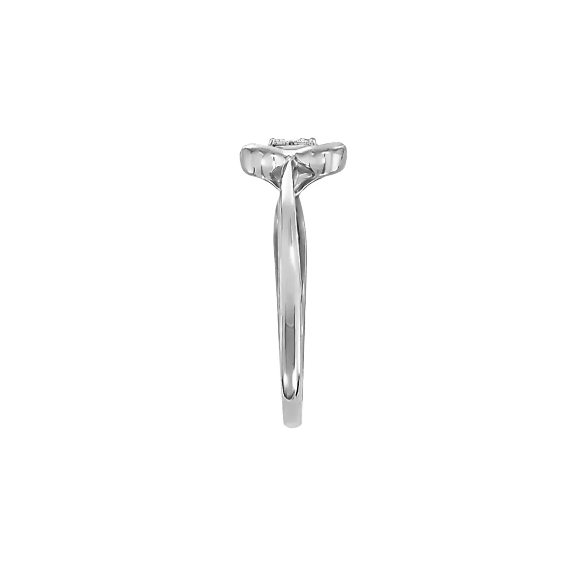 Diamond Heart Ring 10K White Gold Round Brilliant Cut Size 7 - Image 2