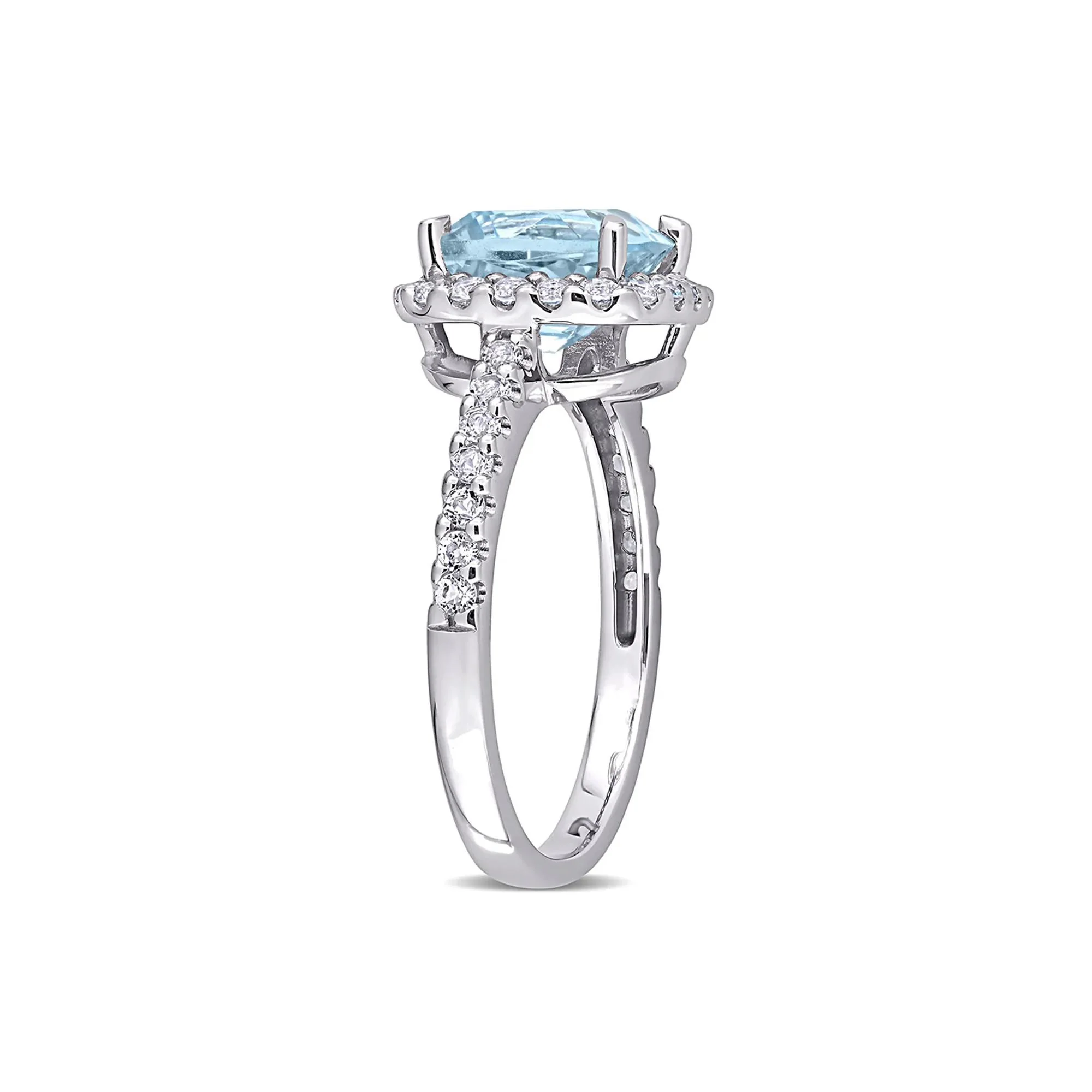 Blue & White Topaz Ring 10K White Gold Size 10.5 - Image 3