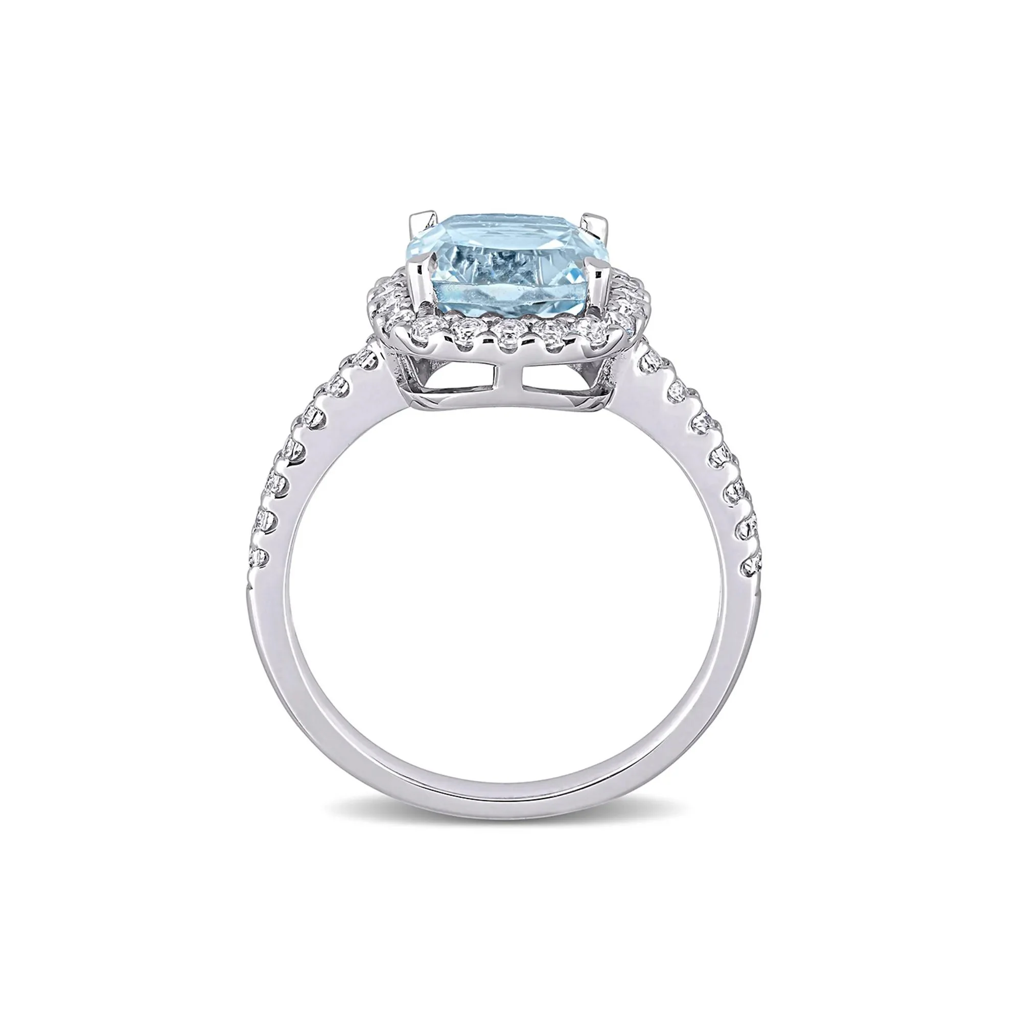 Blue & White Topaz Ring 10K White Gold Size 7.5 - Image 2