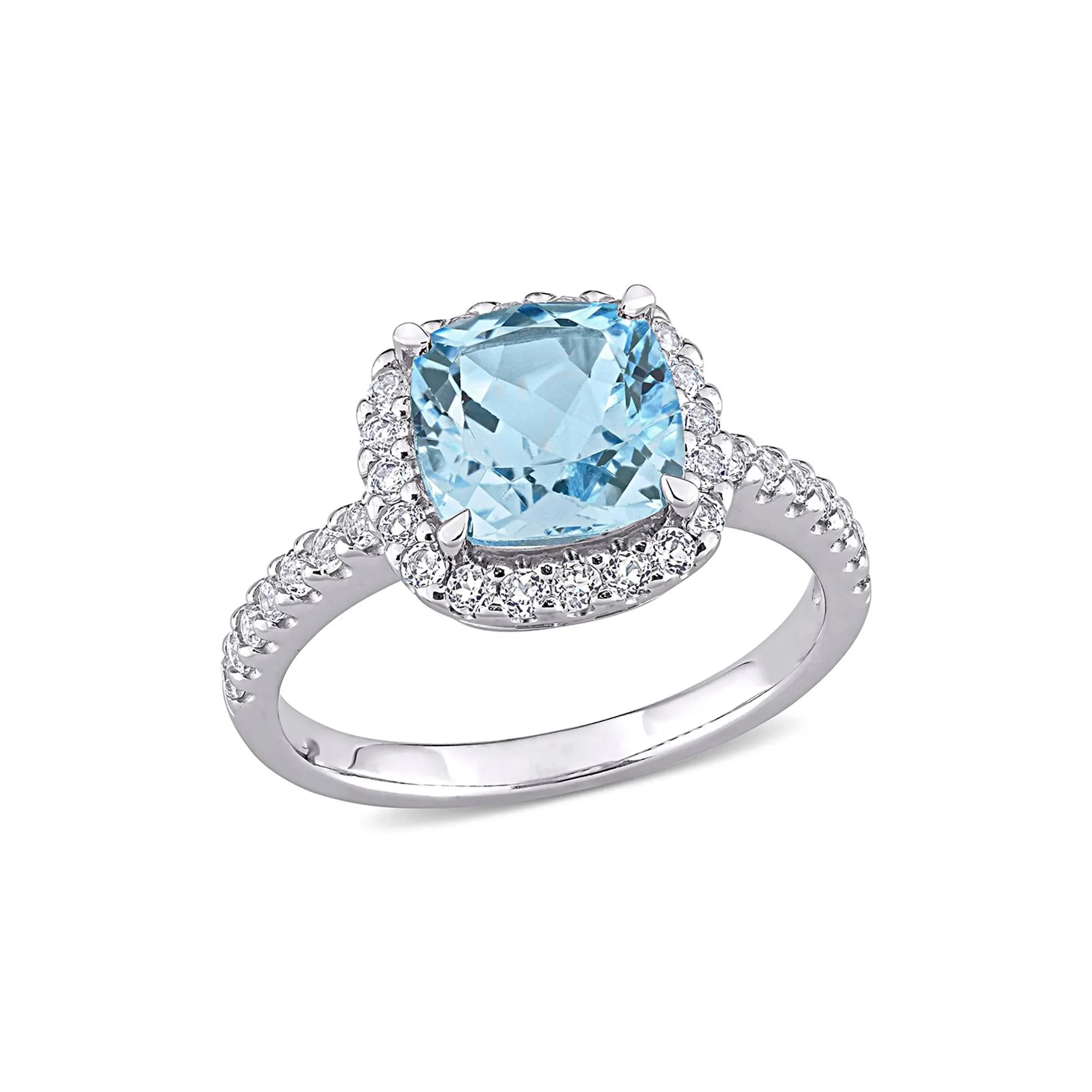 Blue & White Topaz Ring 10K White Gold Size 9.5 - Image 4