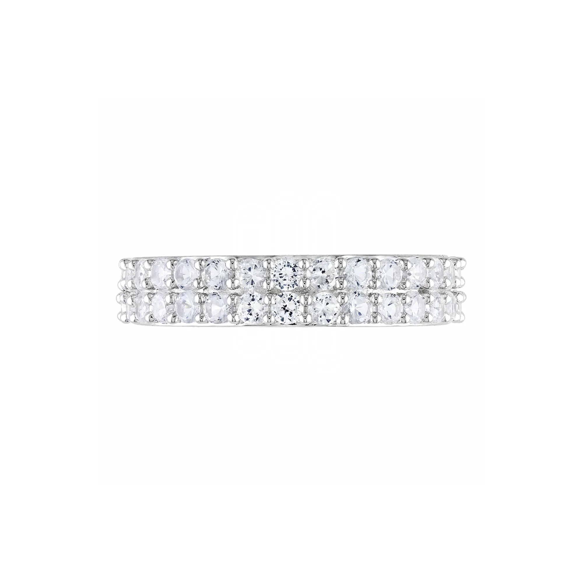 Lab Created Sapphire Band Ring .925 Sterling Silver White Size 11