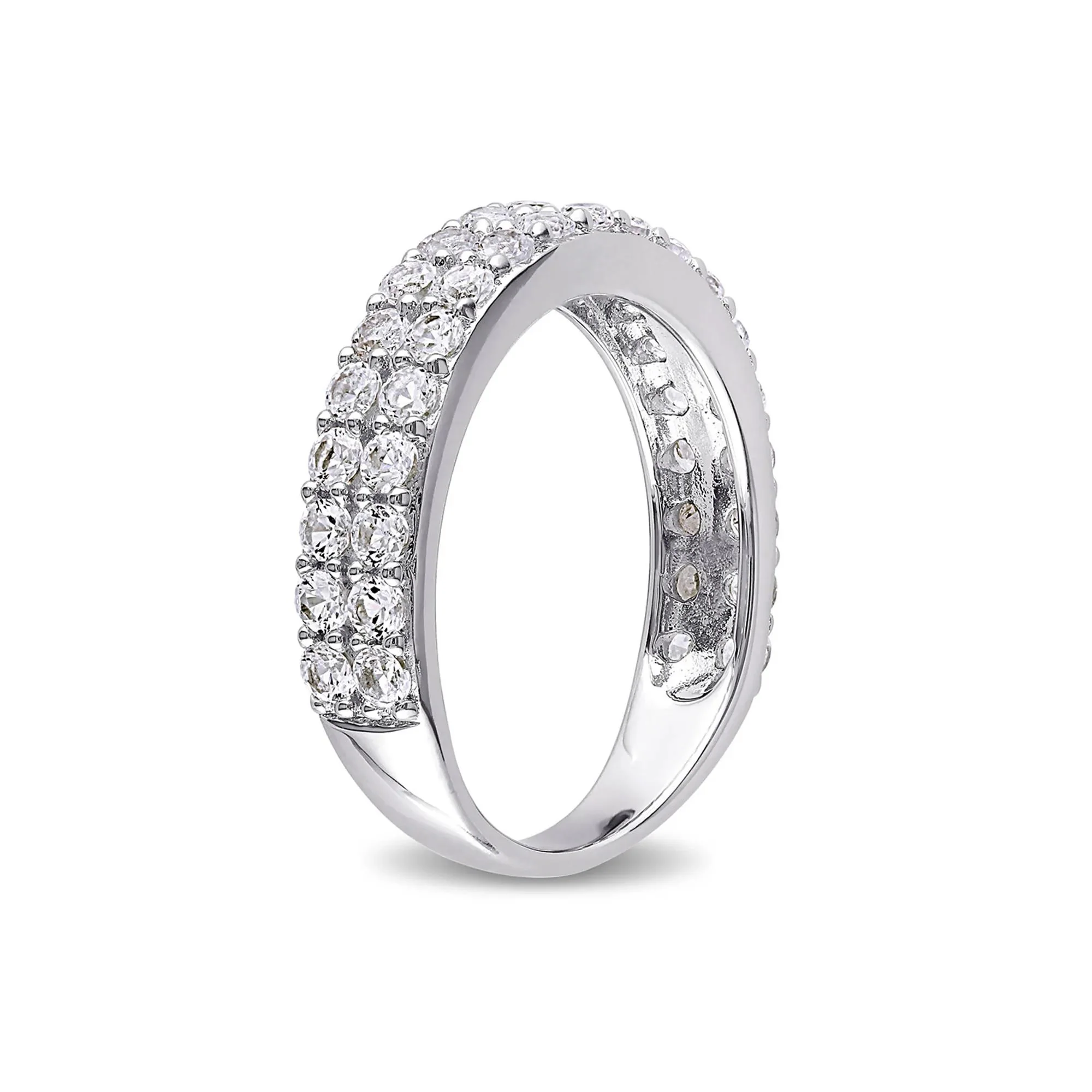 Lab Created Sapphire Band Ring .925 Sterling Silver White Size 5.5 - Image 3