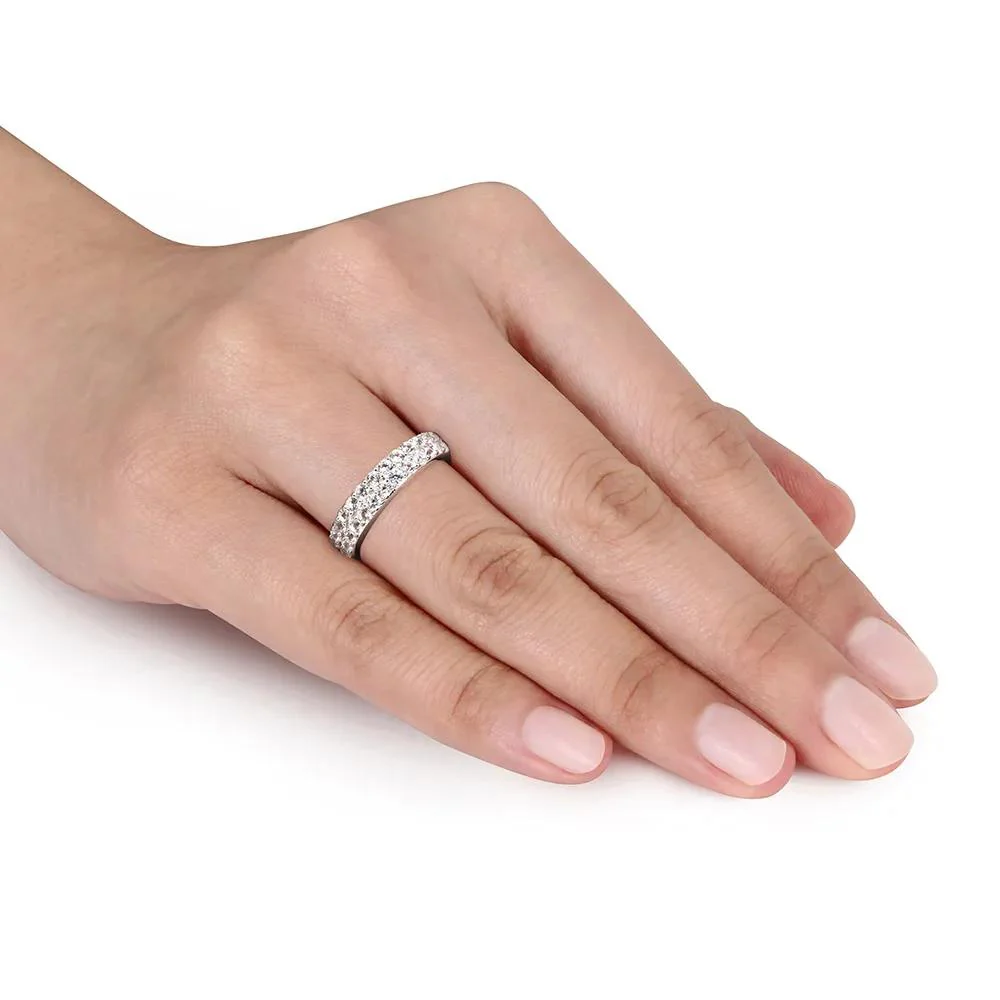 Lab Created Sapphire Band Ring .925 Sterling Silver White Size 7 - Image 4