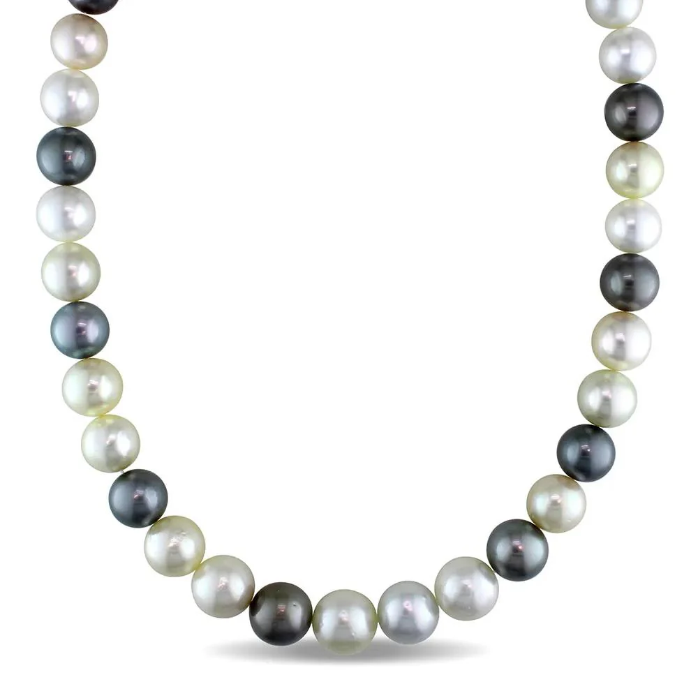 South Sea & Tahitian Pearl Necklace 14K Yellow Gold Size 12.50mm