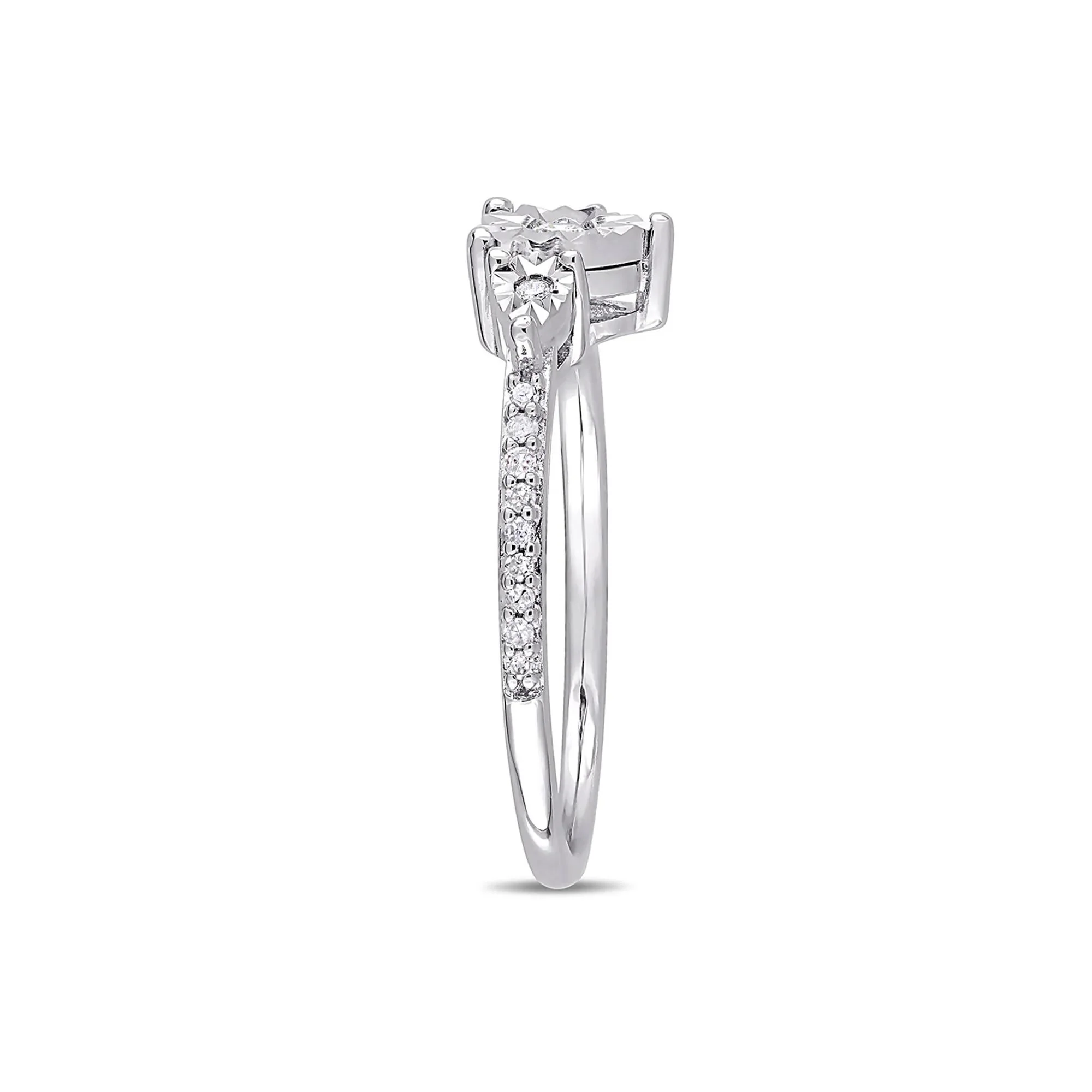 1/7 CT. Tw. Diamond Promise Ring .925 Sterling Silver Round Brilliant Cut White Size 5 - Image 3