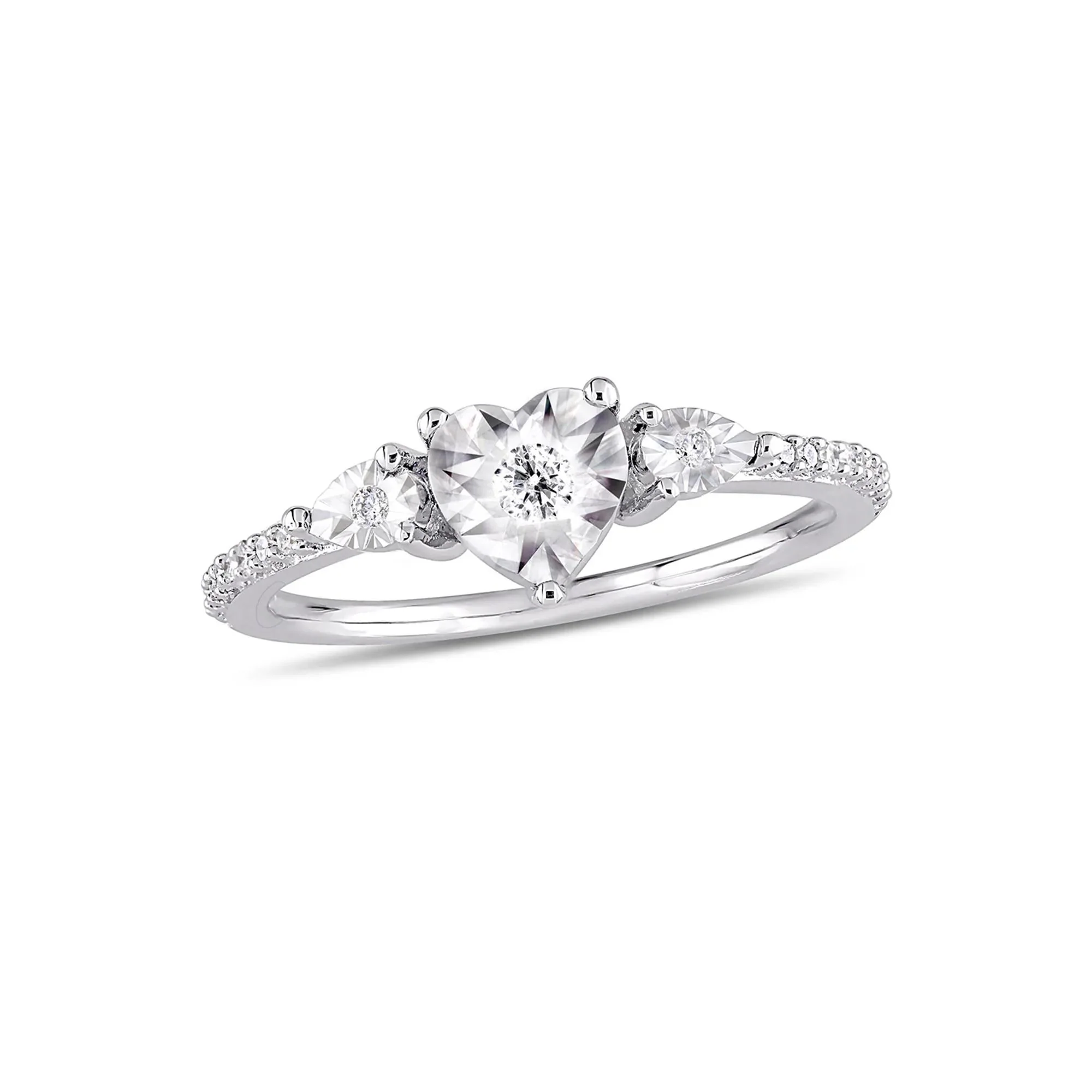 1/7 CT. Tw. Diamond Promise Ring .925 Sterling Silver Round Brilliant Cut White Size 8 - Image 4