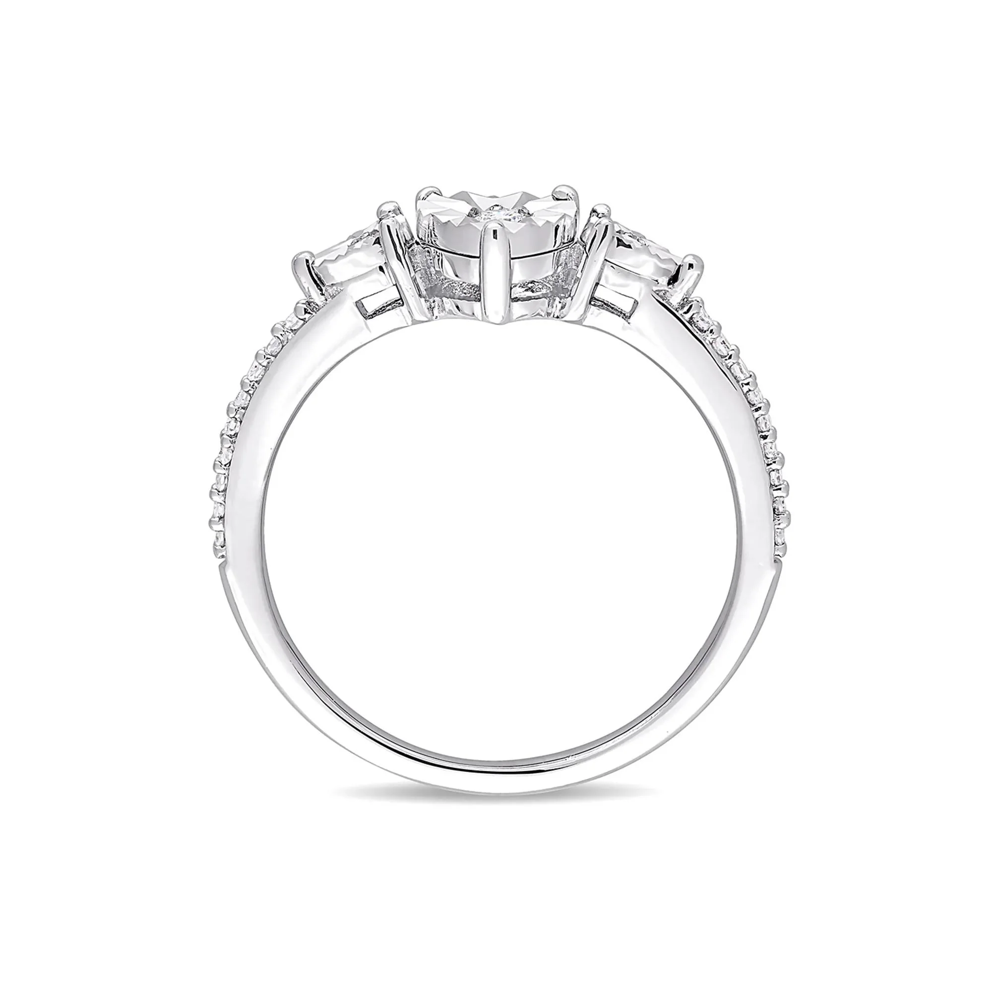 1/7 CT. Tw. Diamond Promise Ring .925 Sterling Silver Round Brilliant Cut White Size 9 - Image 2