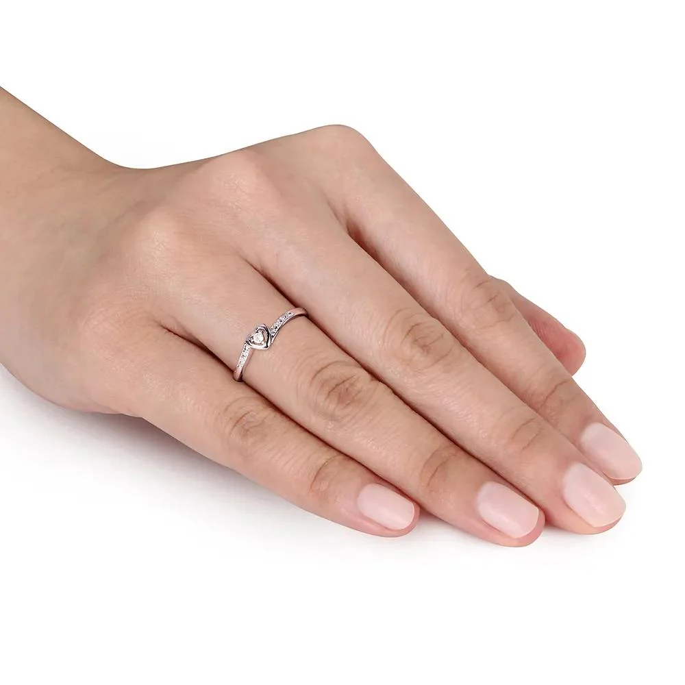Diamond Heart Ring .925 Sterling Silver Round Brilliant Cut White Size 10 - Image 4