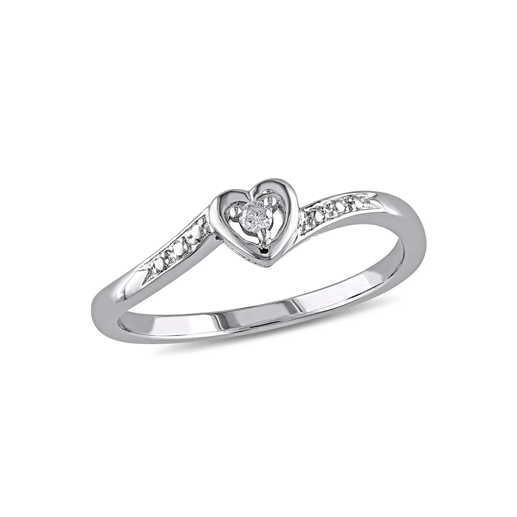 Diamond Heart Ring .925 Sterling Silver Round Brilliant Cut White Size 10.5 - Image 2